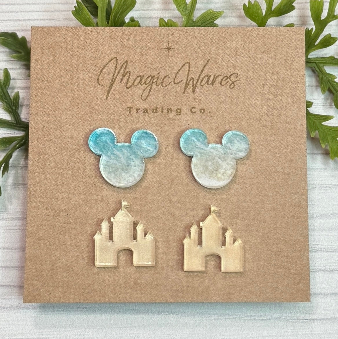Beach Studs Combo, Sand Castle And Ocean Water Stud earrings, Moana inspired crystal acrylic post earrings