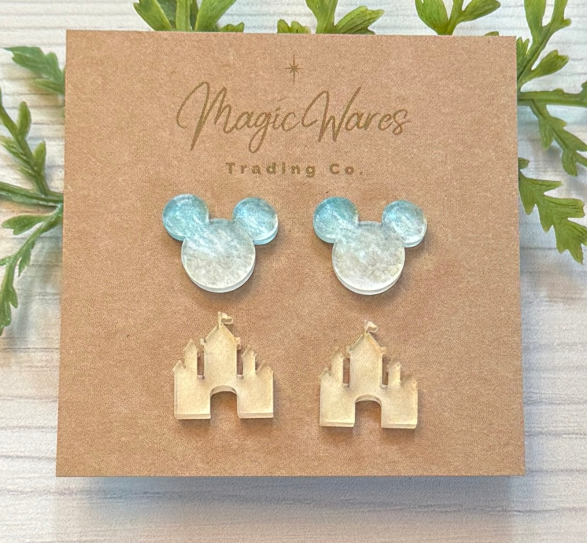 Beach Studs Combo, Sand Castle And Ocean Water Stud earrings, Moana inspired crystal acrylic post earrings