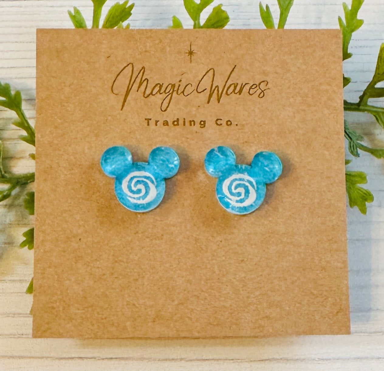 Ocean Princess Stud Earrings, Moana inspired Post Earrings, Ocean blue stud earrings, Heart of Tefiti