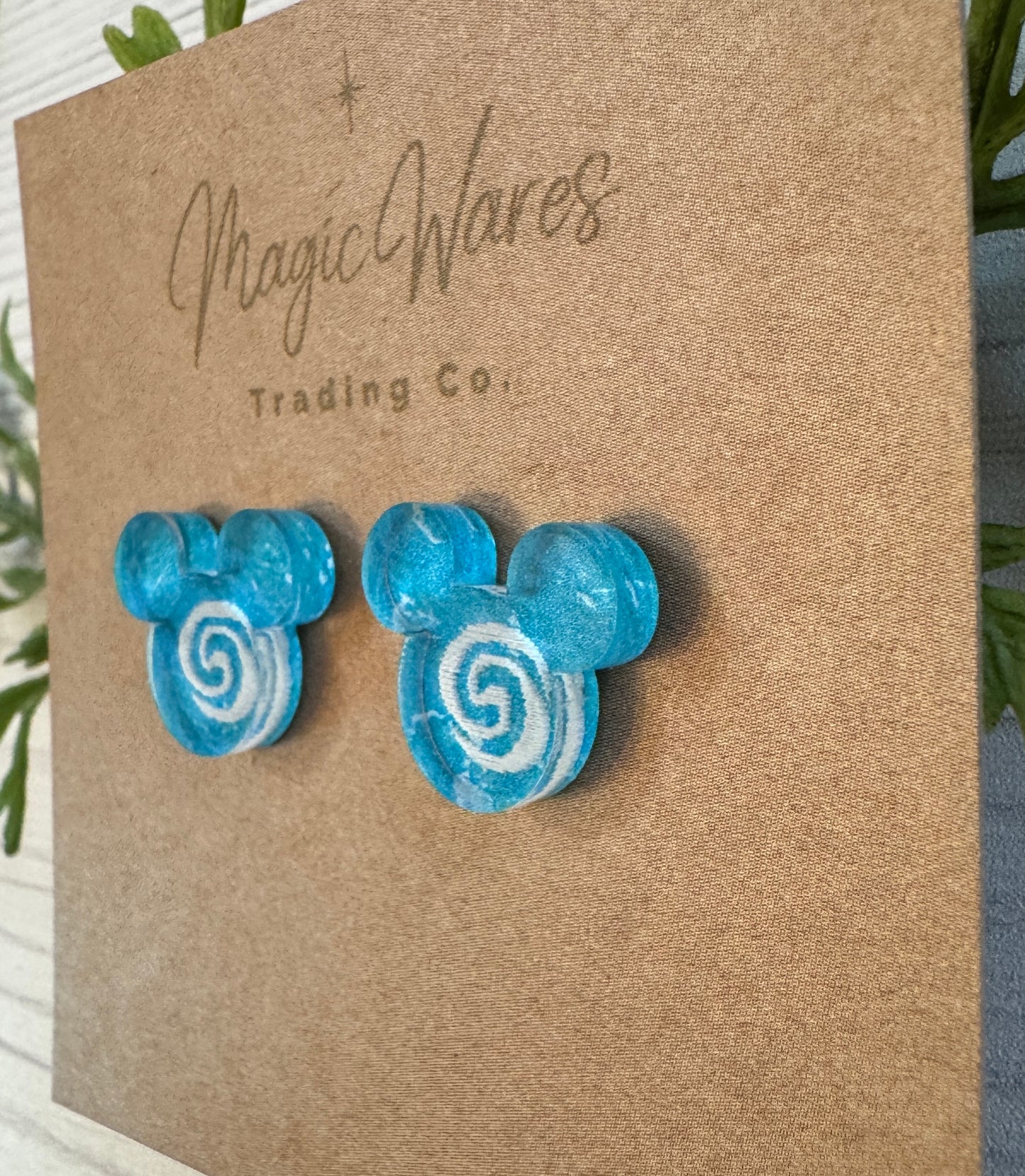 Ocean Princess Stud Earrings, Moana inspired Post Earrings, Ocean blue stud earrings, Heart of Tefiti