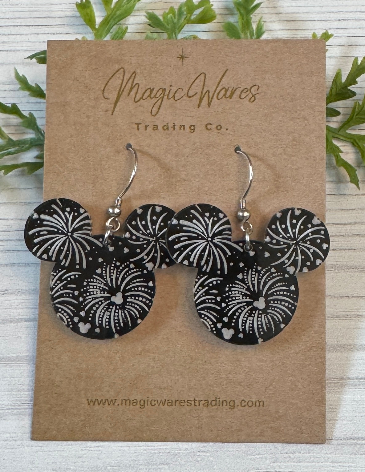 Fireworks at Night, Laser Engraved Black Acrylic Earrings, Engraved Fireworks Earrings, Parks Fireworks Earrings