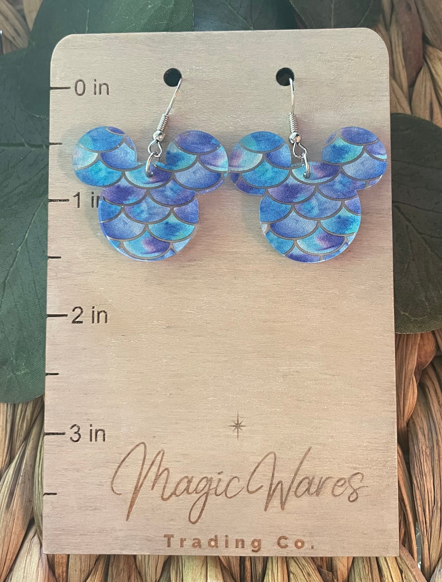Mermaid Laser cut Acrylic Earrings Mermaid Pattern Crystal Acrylic Earrings Summer earrings Mermaid princess inspired earrings