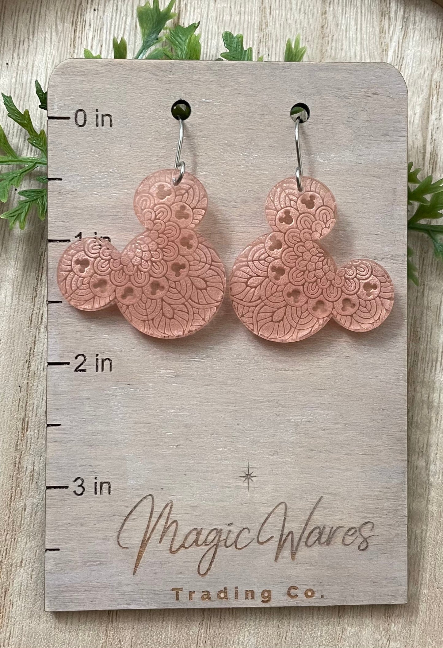 Rose Mandala, Engraved Rose Crystal Acrylic Earrings, Made to order, Laser Engraved, Glowforge Earrings