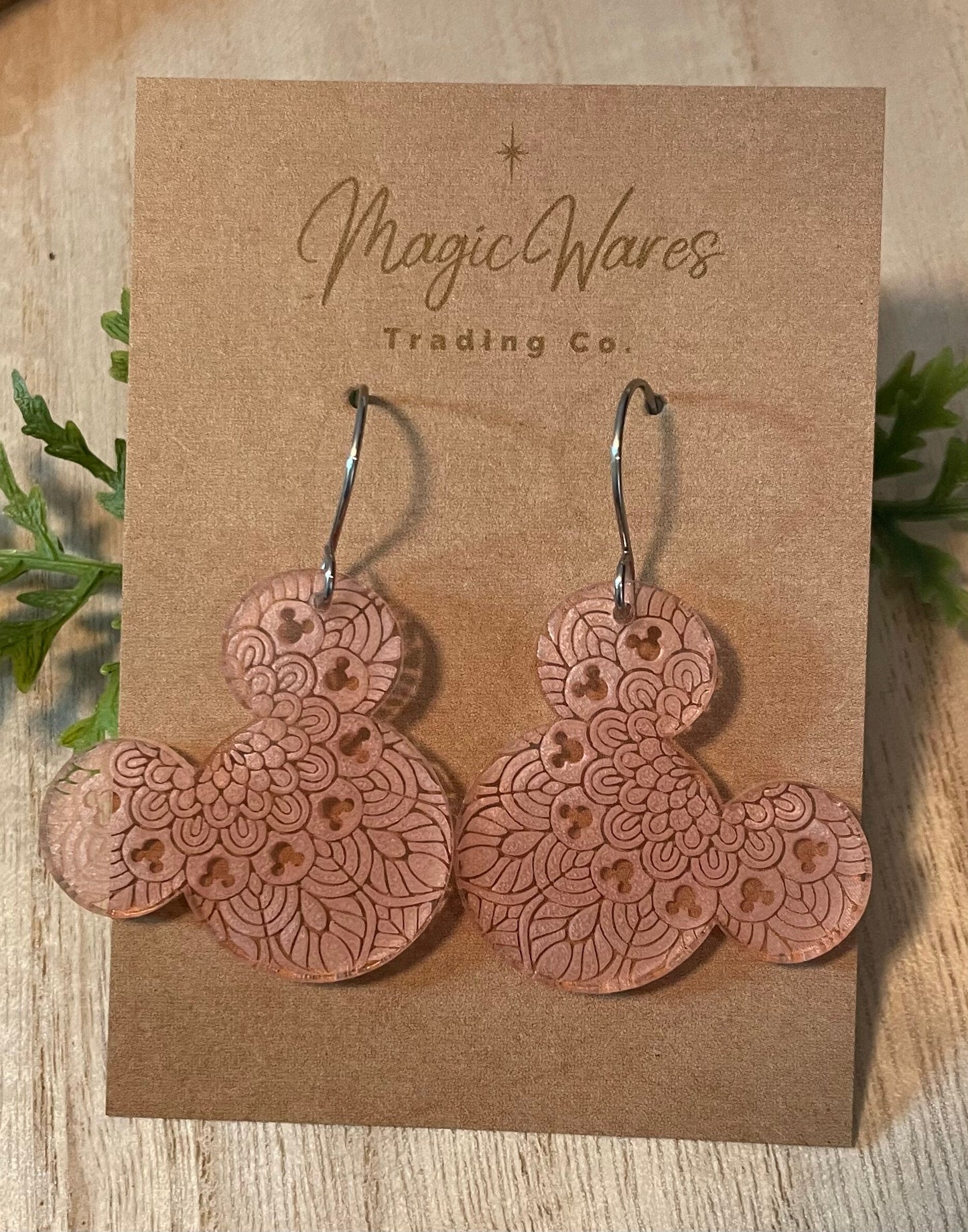 Rose Mandala, Engraved Rose Crystal Acrylic Earrings, Made to order, Laser Engraved, Glowforge Earrings