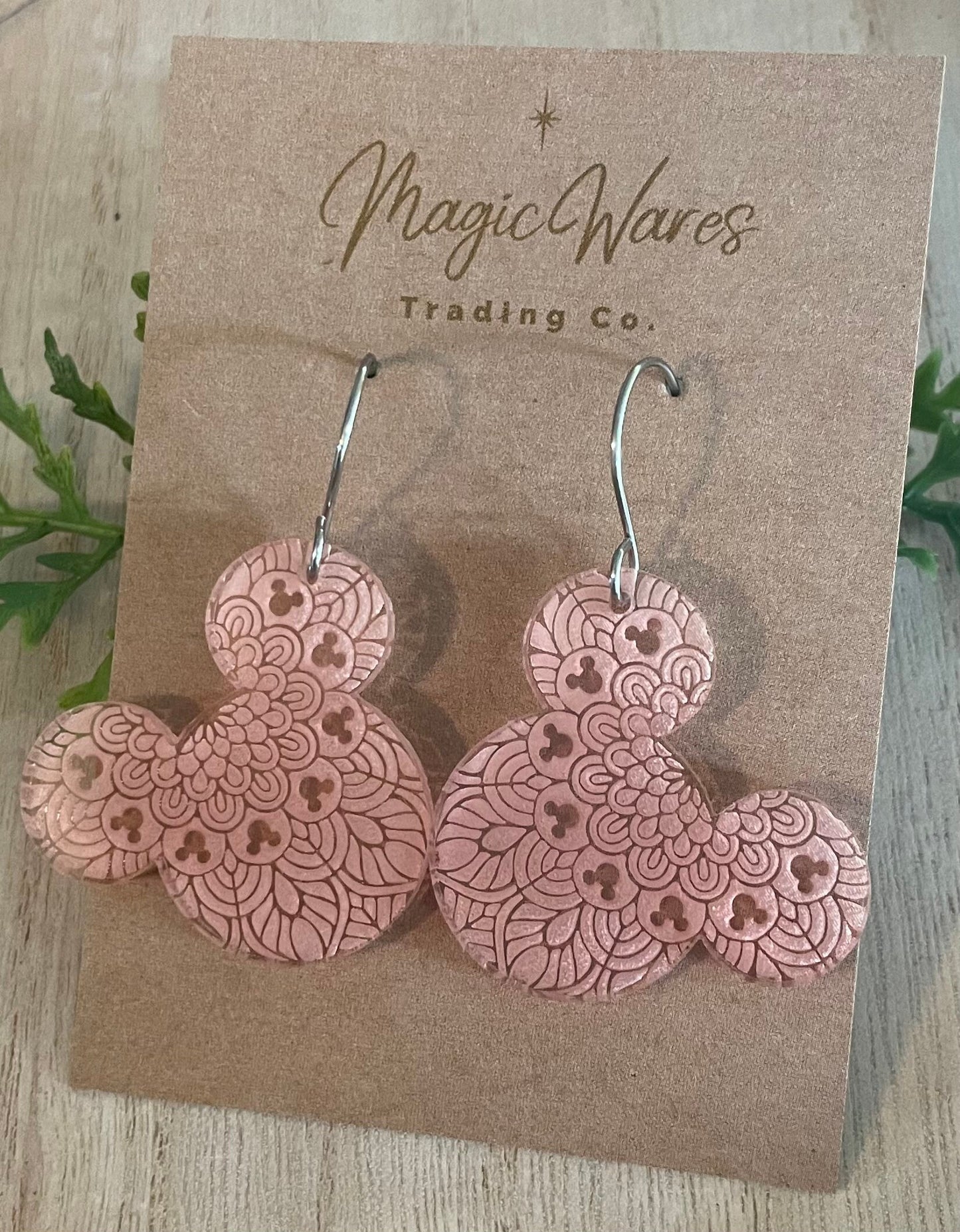 Rose Mandala, Engraved Rose Crystal Acrylic Earrings, Made to order, Laser Engraved, Glowforge Earrings