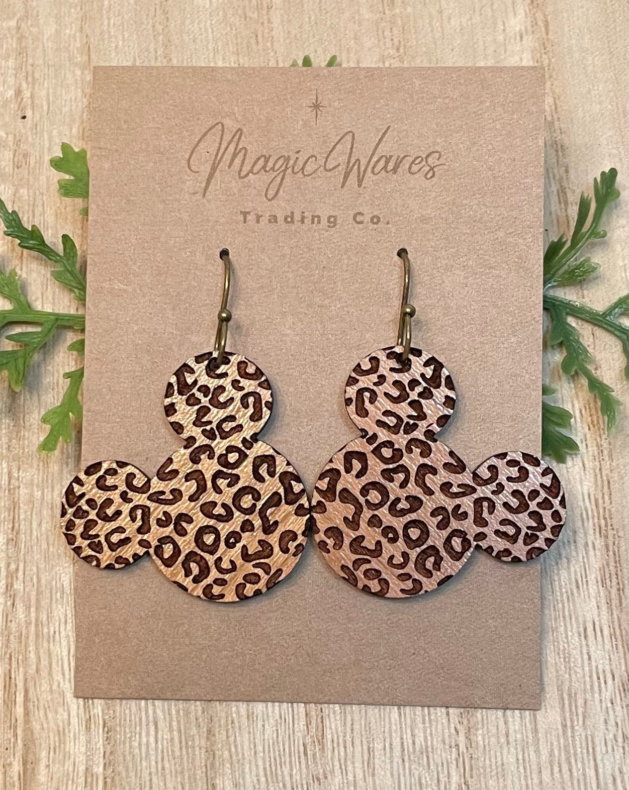 Cheetah Mouse. Laser Engraved Cherry Wood Dangle Earrings, Handmade earrings, Made to order, Glowforge laser cut