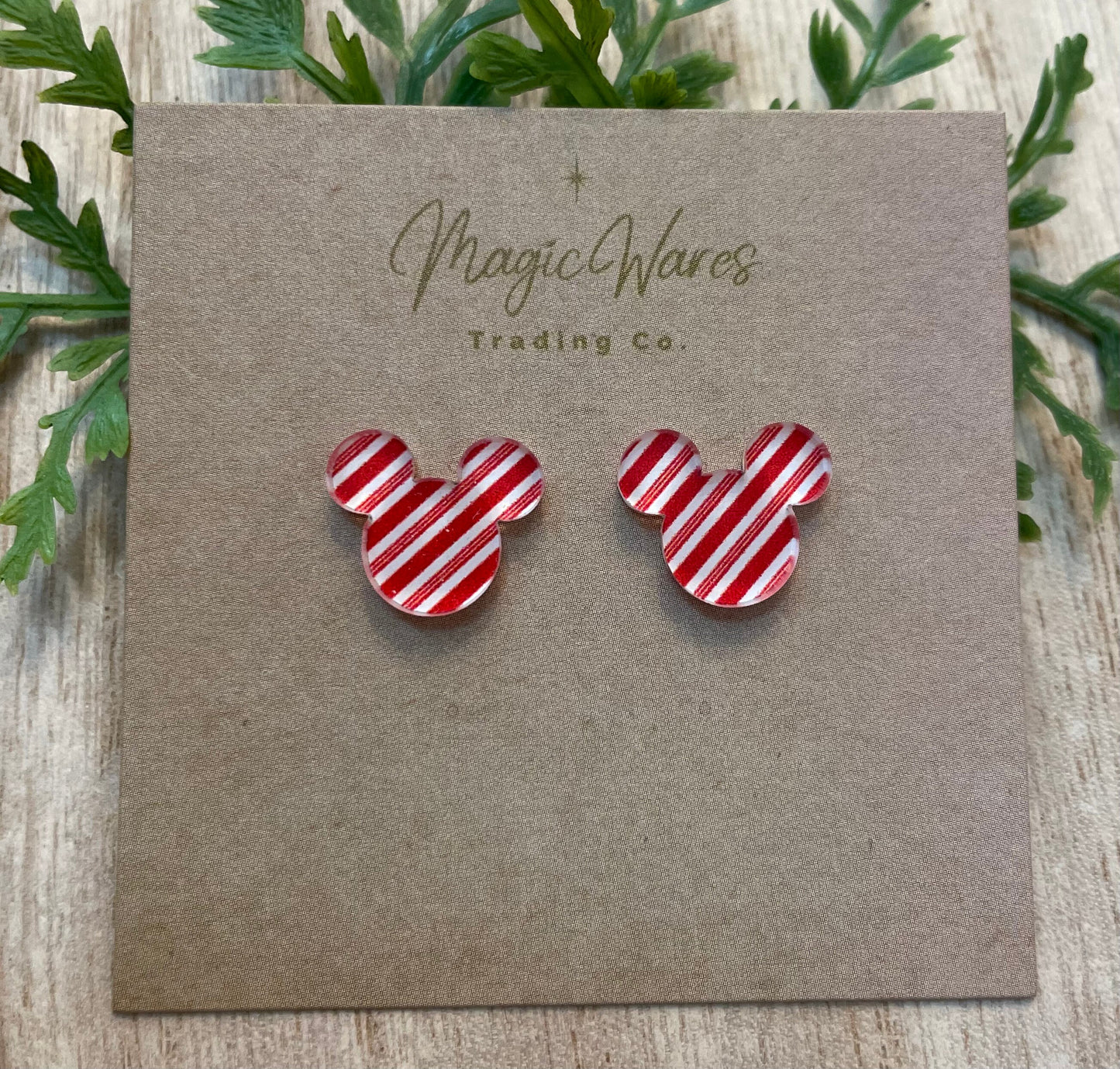 Candy Stripe Stud, Candy Cane pattern acrylic, Laser cut Earrings, Made to order, Laser Engraved, Glowforge Earrings