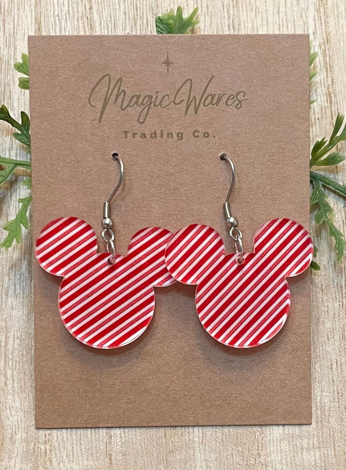 Candy Stripe Laser Cut Earrings, Candy Cane patterned Crystal Acrylic Earrings, Christmas Earrings Very Merry Christmas Party
