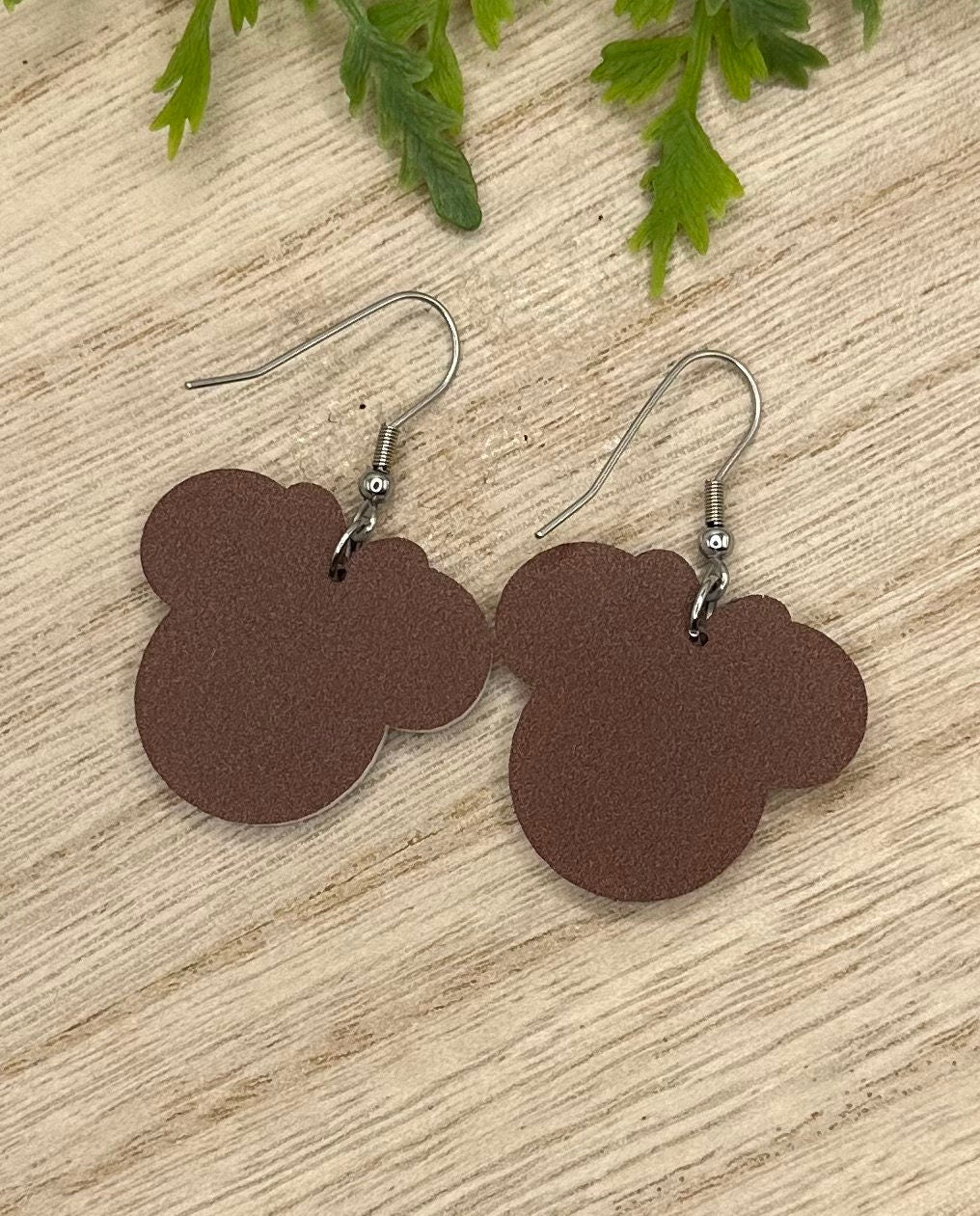 Minnie Gingerbread Laser Cut and Engraved Brown on White Acrylic Earrings, Dangle Earrings Very Merry Christmas Party Gingerbread earrings