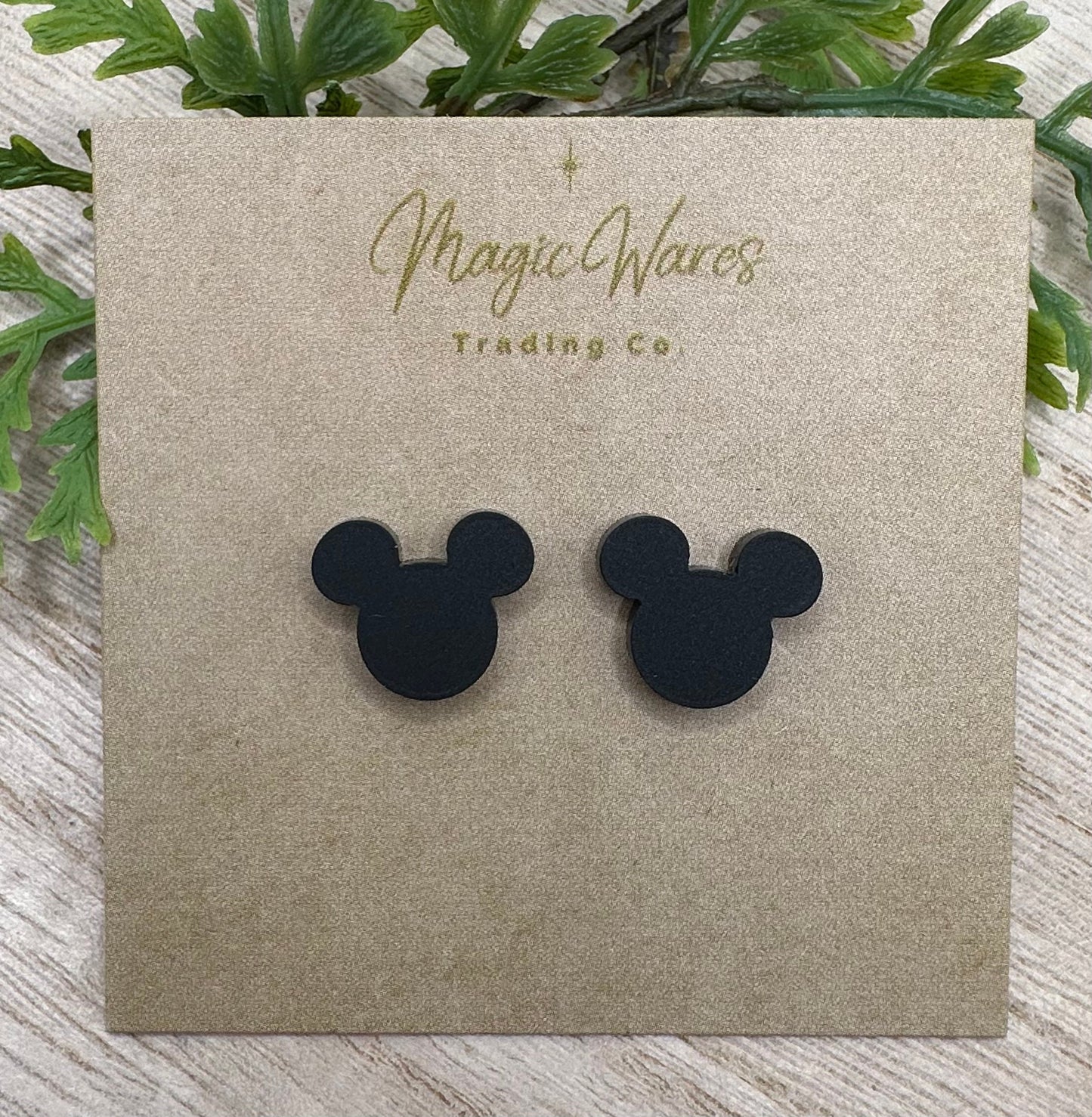 Classic Black Stud, Matte black acrylic, Laser cut Earrings, Pierced earlobe earrings, Handmade earrings