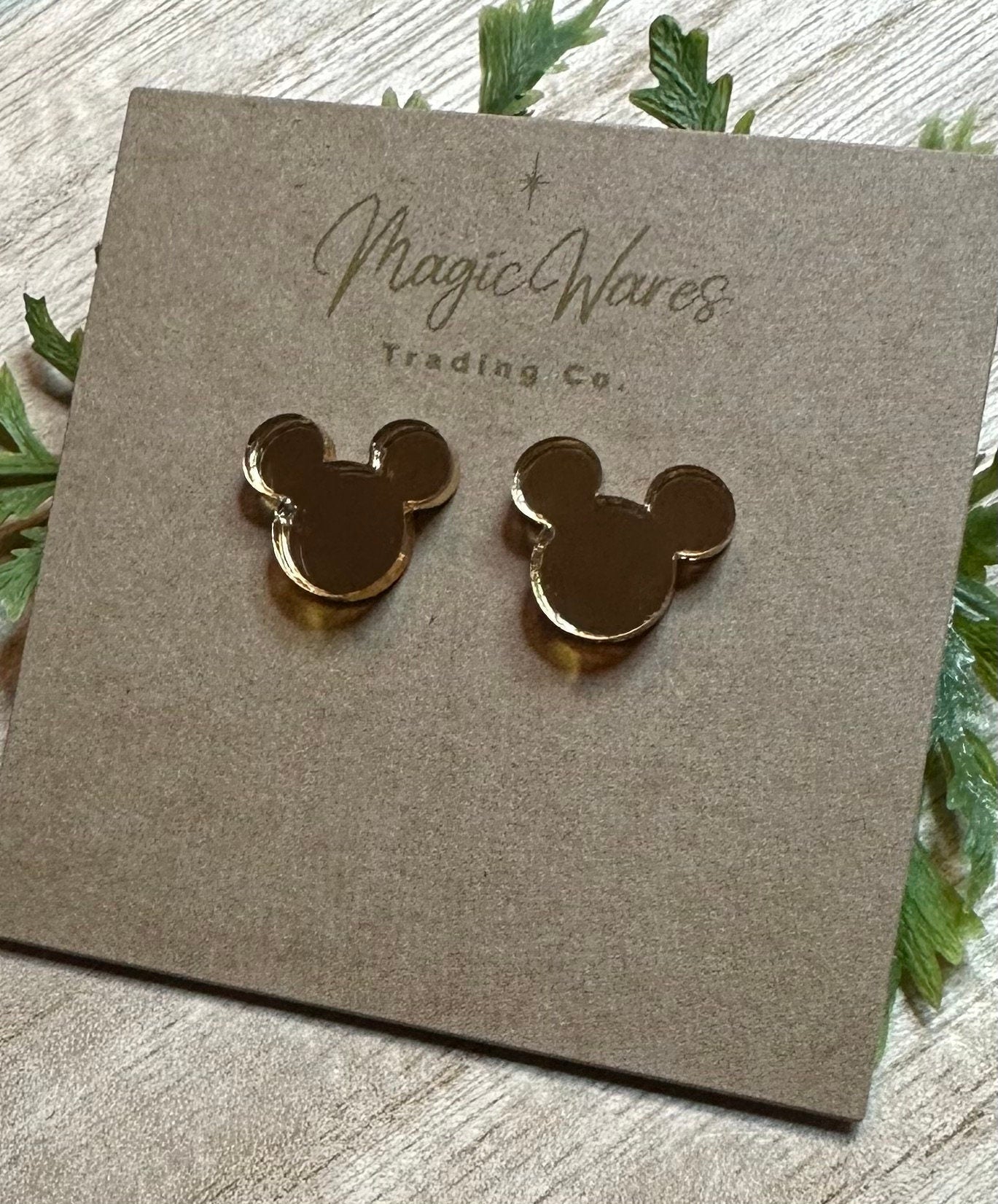 Gold Mirror Studs, Gold Mirror acrylic Laser cut post style earrings, St Patricks earrings Mardi Gras Earrings Gold Mirror earrings