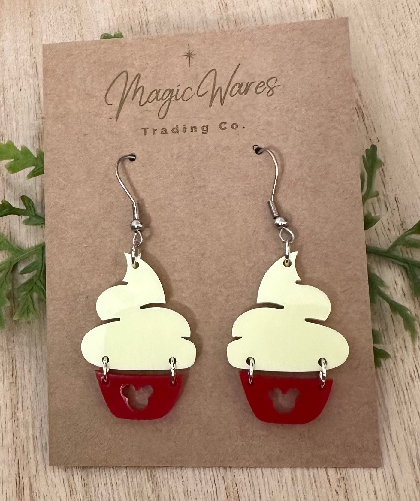 Pineapple Whip, Laser cut Acrylic Earrings, Dangle Earrings, Park Food inspired, Glowforge Earrings, Dole whip