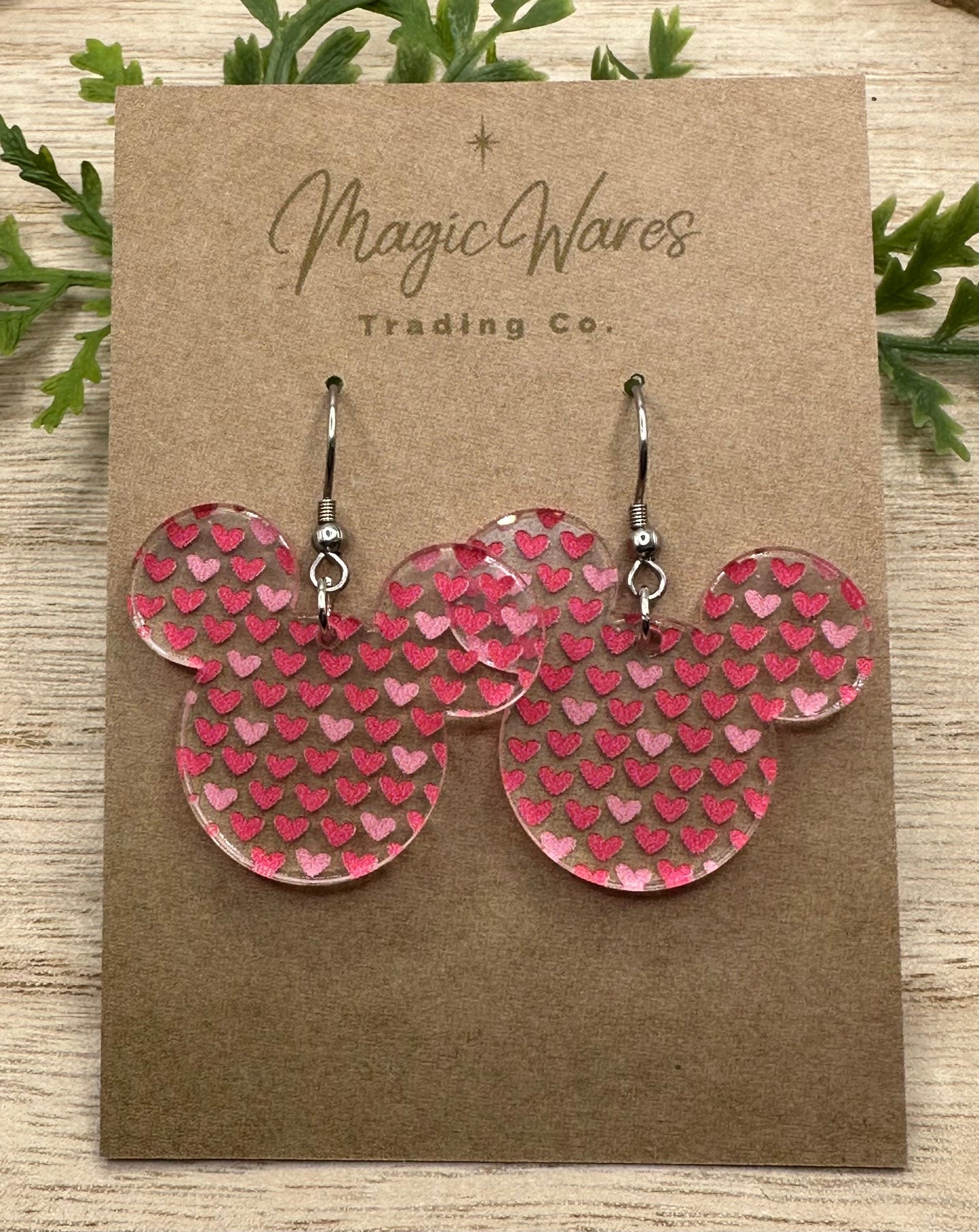 Sweetheart Mouse, Mouse head Laser cut Crystal Acrylic Earrings, Made to order, Laser Engraved, Glowforge Earrings