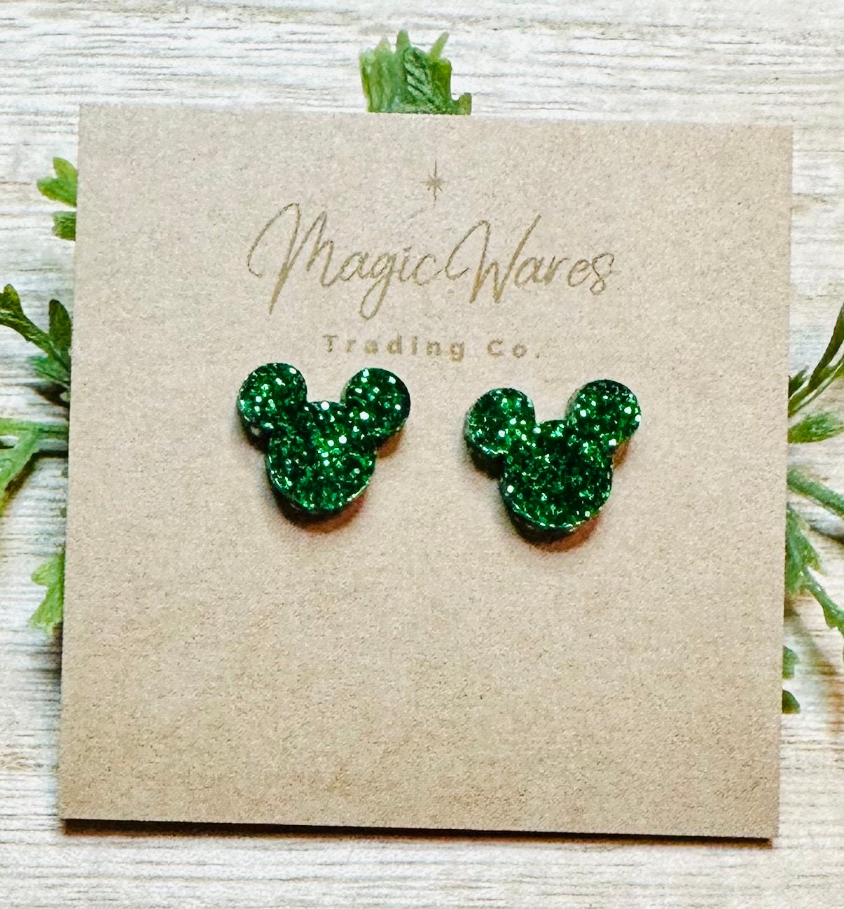 Emerald Green Glitter Stud, Laser cut Earrings, Made to order, Laser Engraved, Pierced Earlobe, Stainless Steel, Post earrings