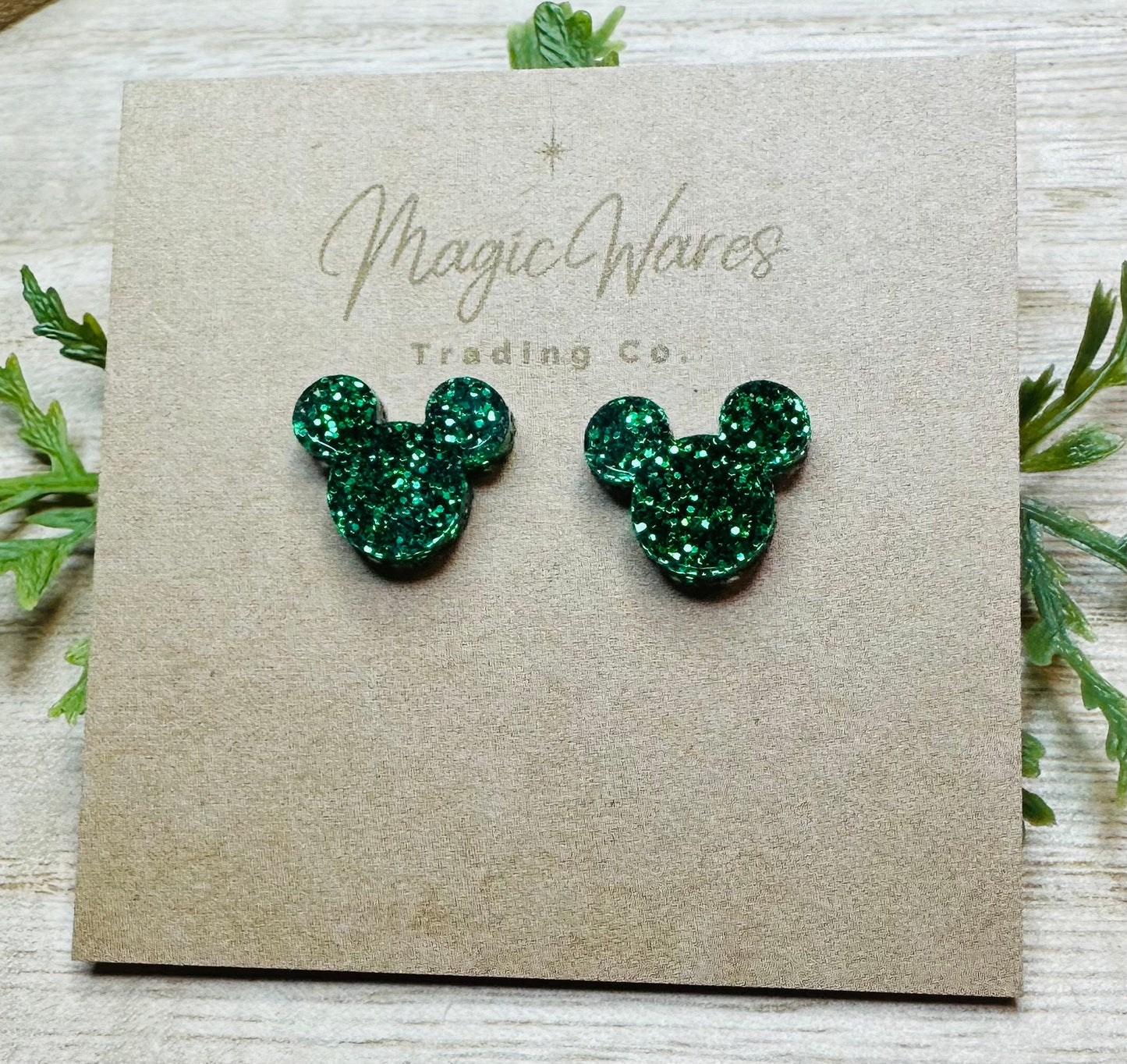 Emerald Green Glitter Stud, Laser cut Earrings, Made to order, Laser Engraved, Pierced Earlobe, Stainless Steel, Post earrings