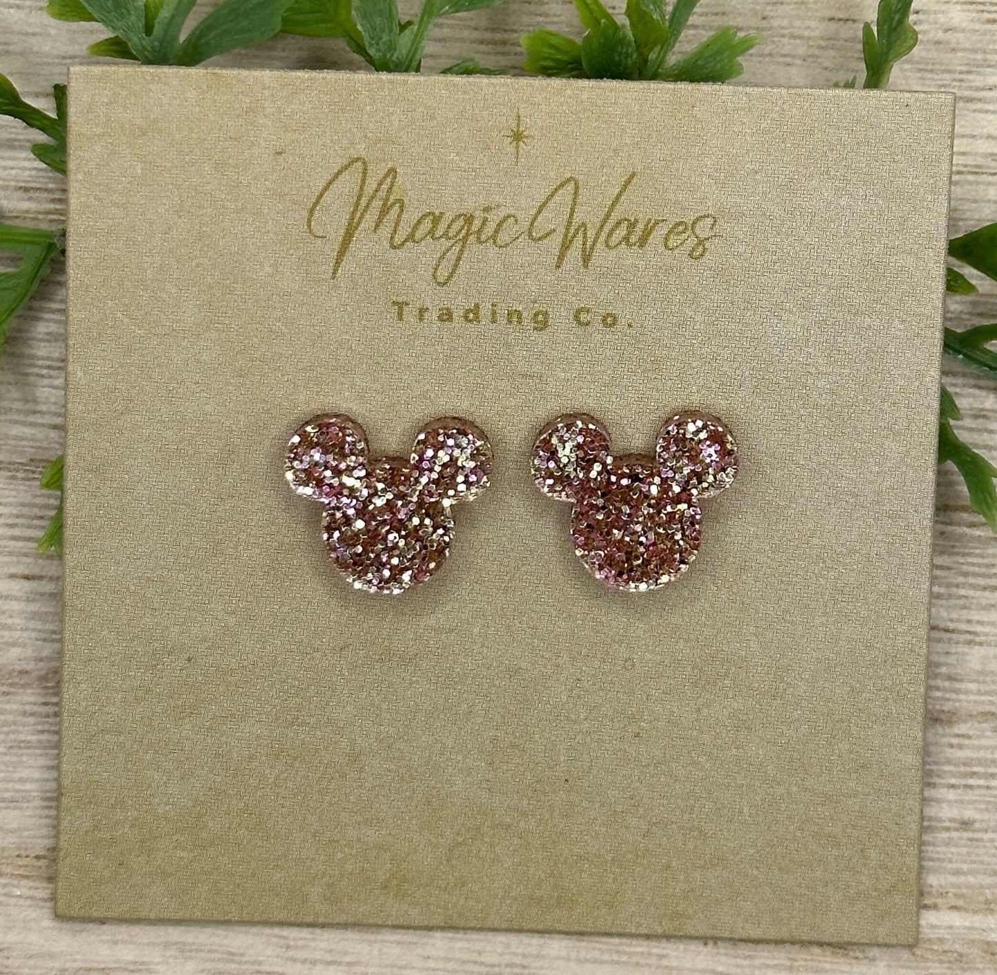Rose Gold Glitter Stud, Laser cut Earrings, Made to order, Laser Engraved, Pierced Earlobe, Stainless Steel, Post earrings