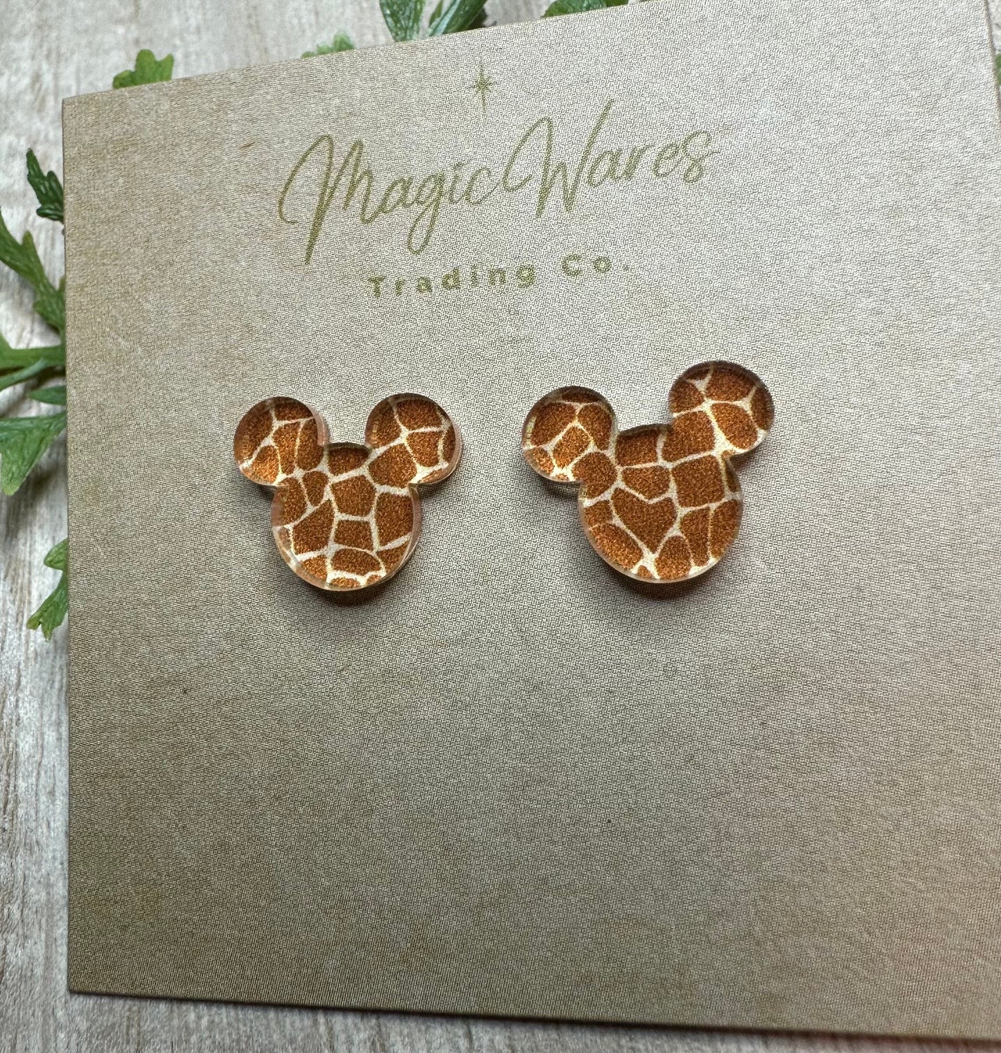 Giraffe Stud, Giraffe pattern crystal acrylic, Laser cut Earrings, Made to order, Animal Kingdom earrings