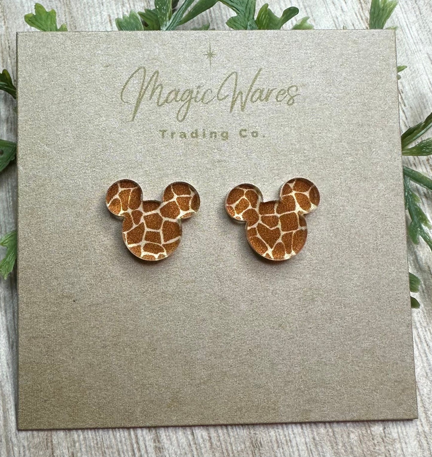 Giraffe Stud, Giraffe pattern crystal acrylic, Laser cut Earrings, Made to order, Animal Kingdom earrings
