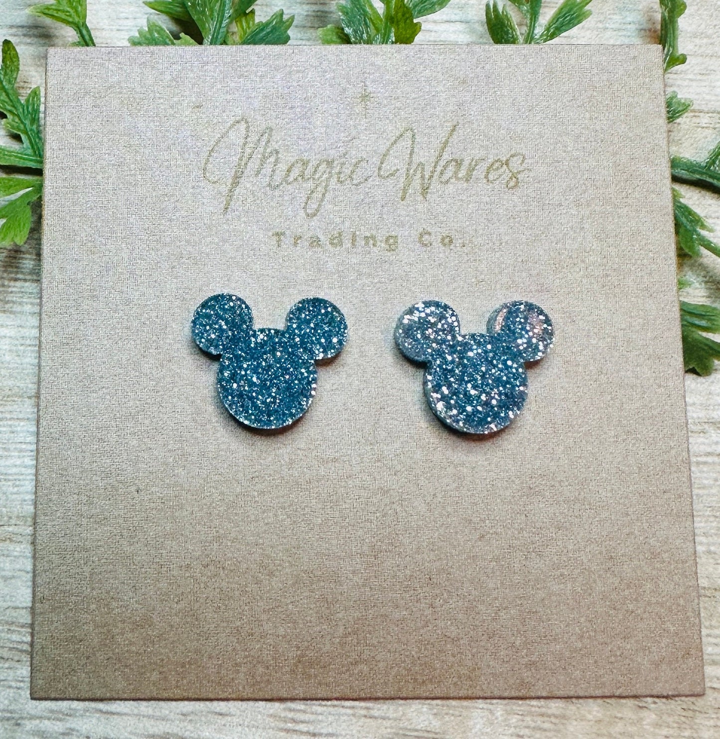 Blue Glitter Stud, Laser cut Earrings, Made to order, Laser Engraved, Pierced Earlobe, Stainless Steel, Post earrings