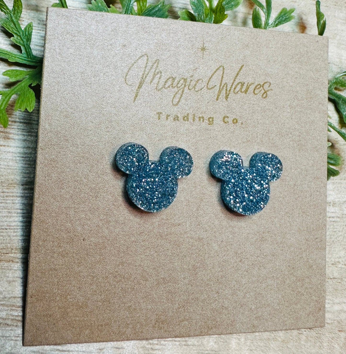 Blue Glitter Stud, Laser cut Earrings, Made to order, Laser Engraved, Pierced Earlobe, Stainless Steel, Post earrings