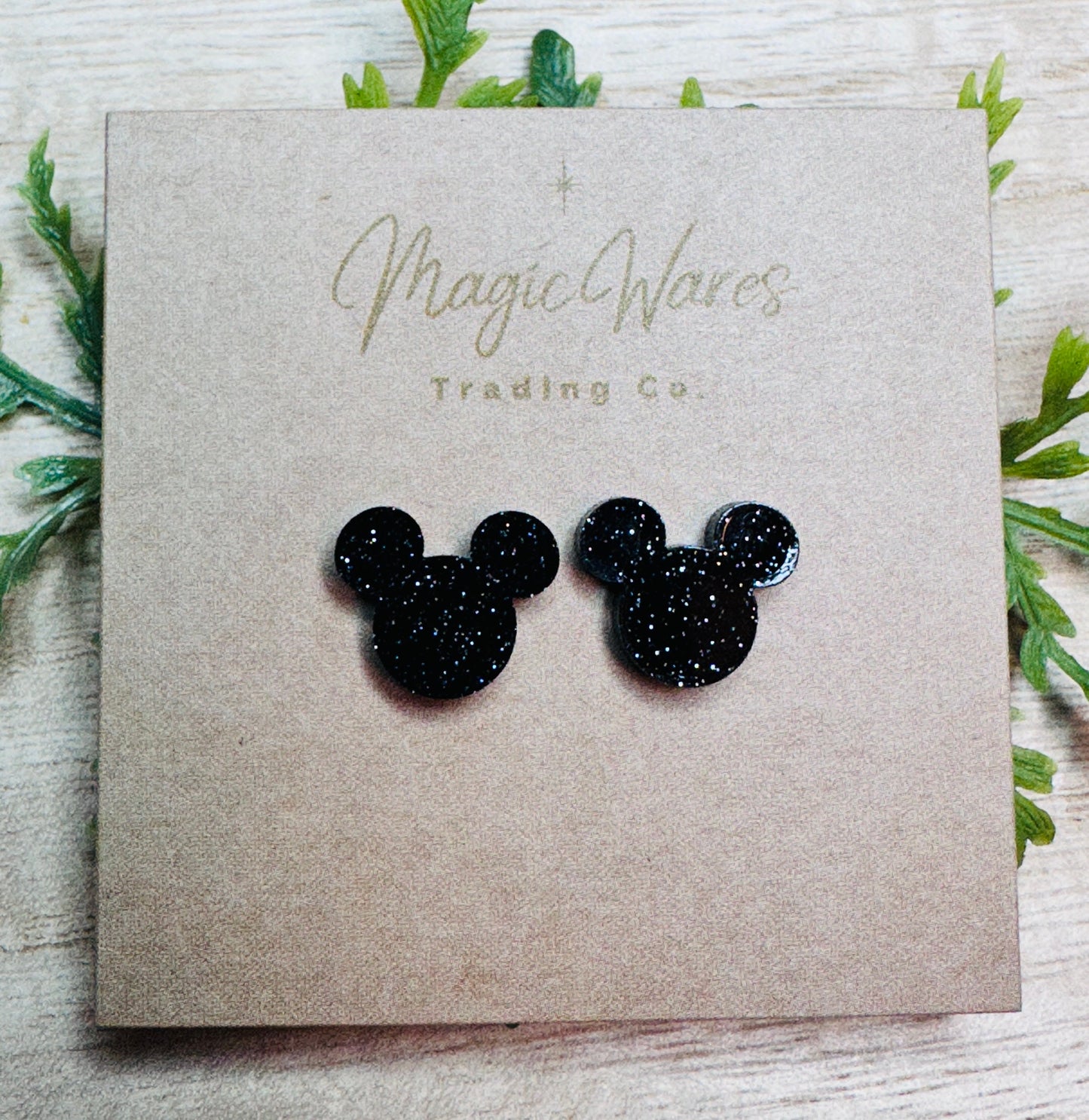 Black Glitter Stud, Laser cut Earrings, Made to order, Laser Engraved, Pierced Earlobe, Stainless Steel, Post earrings
