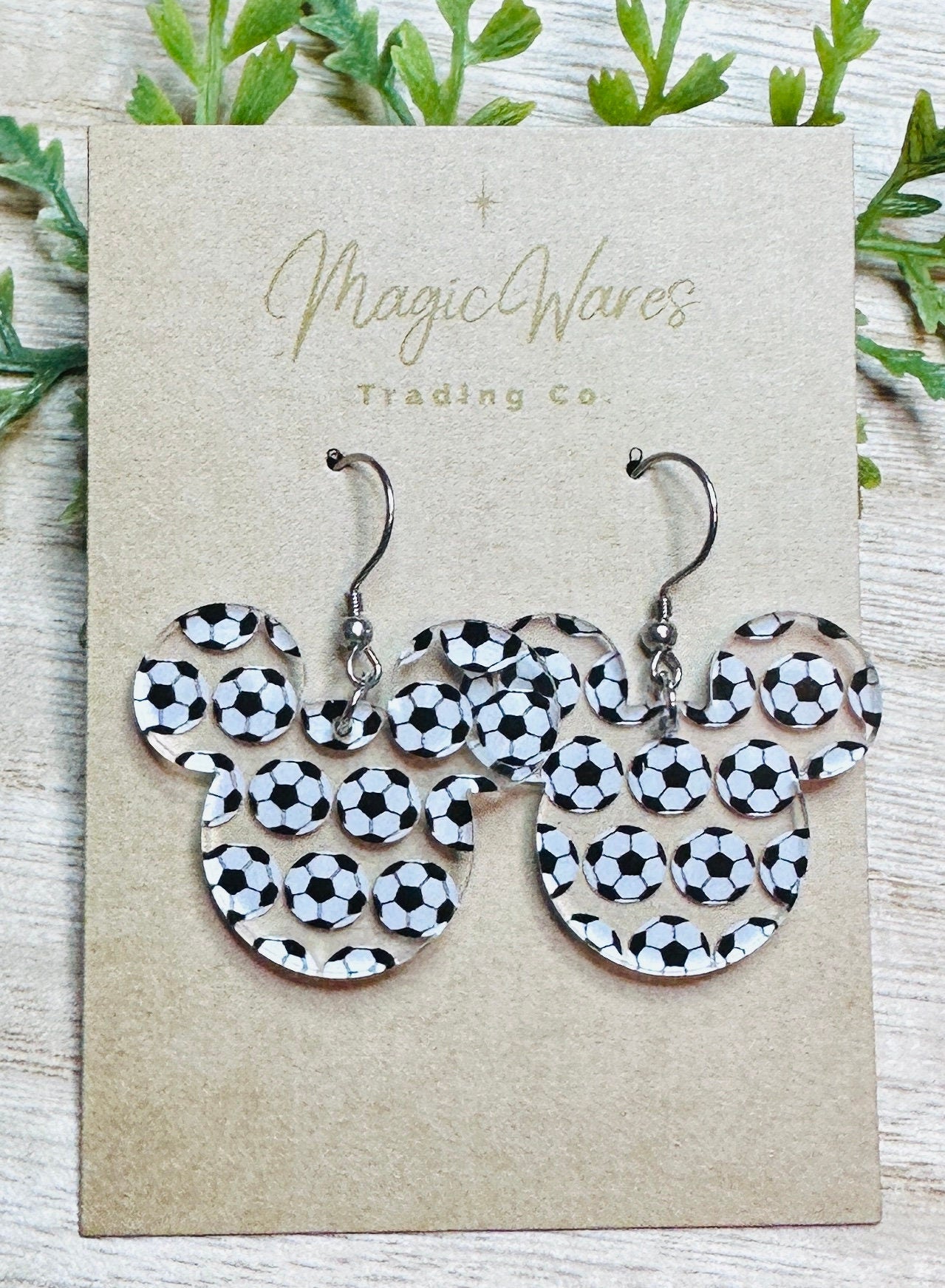 Soccer Mouse, Mouse head shaped Dangle Earrings, Laser cut Soccer Ball Patterned Crystal Acrylic, Handmade earrings, March Madness