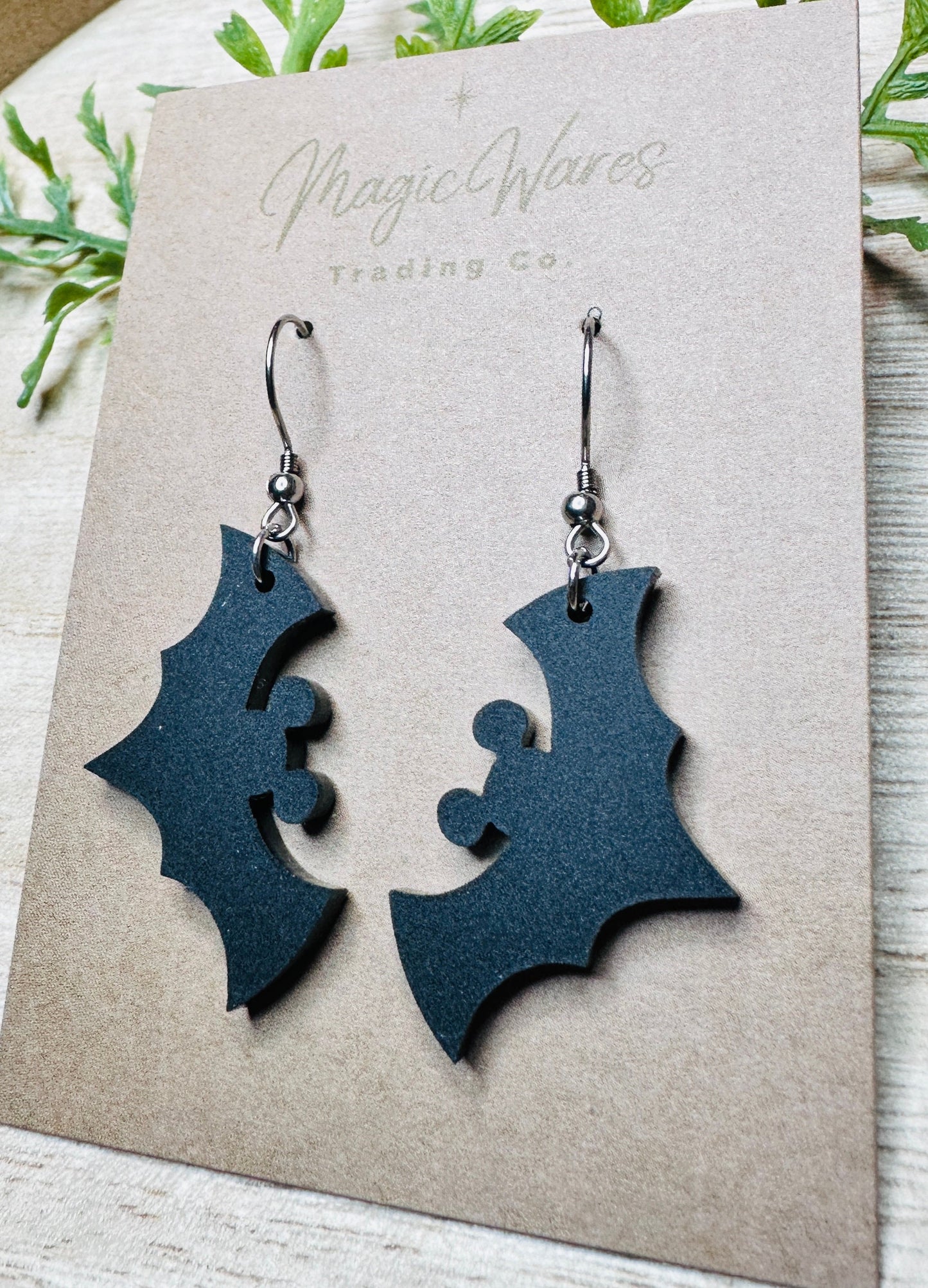 Vampire Mouse, Bat shaped Laser Cut Dangle Earring, Matte Black Acrylic Earrings, Halloween earrings