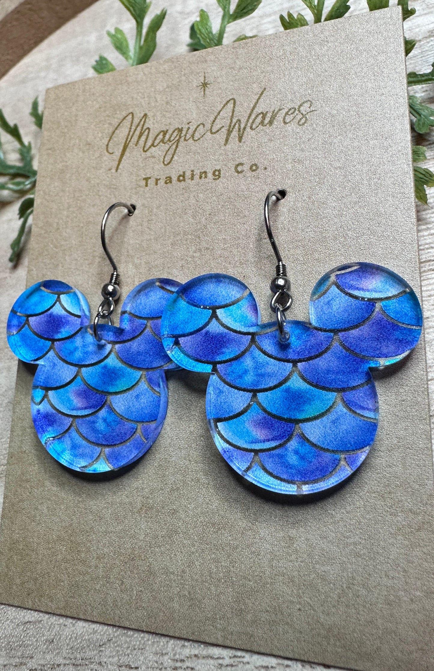 Mermaid Laser cut Acrylic Earrings Mermaid Pattern Crystal Acrylic Earrings Summer earrings Mermaid princess inspired earrings