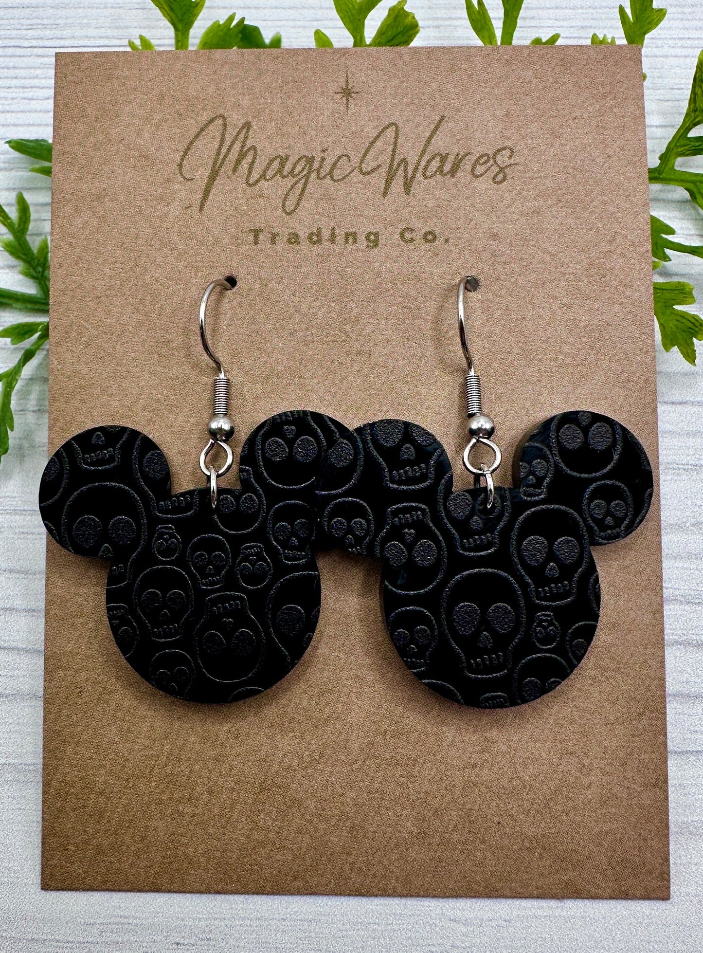 Black on Black Skulls Laser cut Black Acrylic Skull Pattern Crystal Acrylic Earrings, Halloween earrings Halloween Party Dangle Earrings