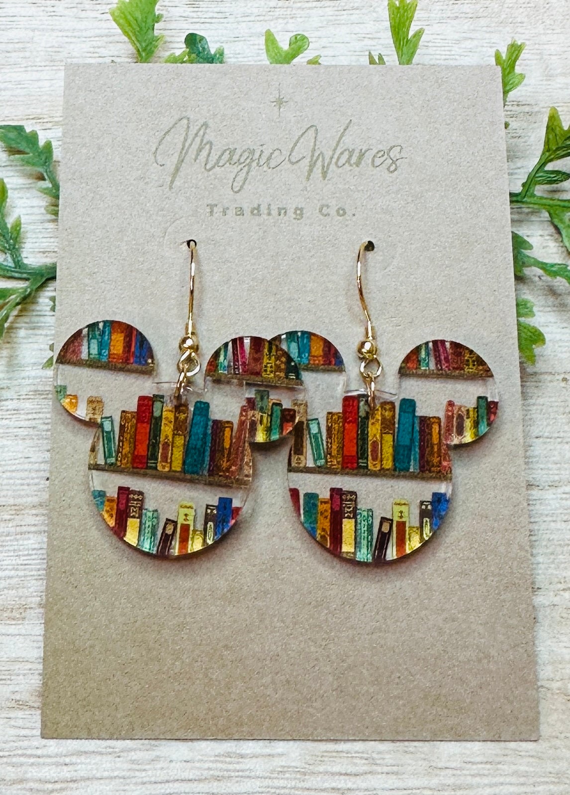 Beasts Library, Laser Cut Dangle Earrings , Bookshelf patterned Crystal Acrylic Earrings, Dangle Earrings, Belle inspired earrings