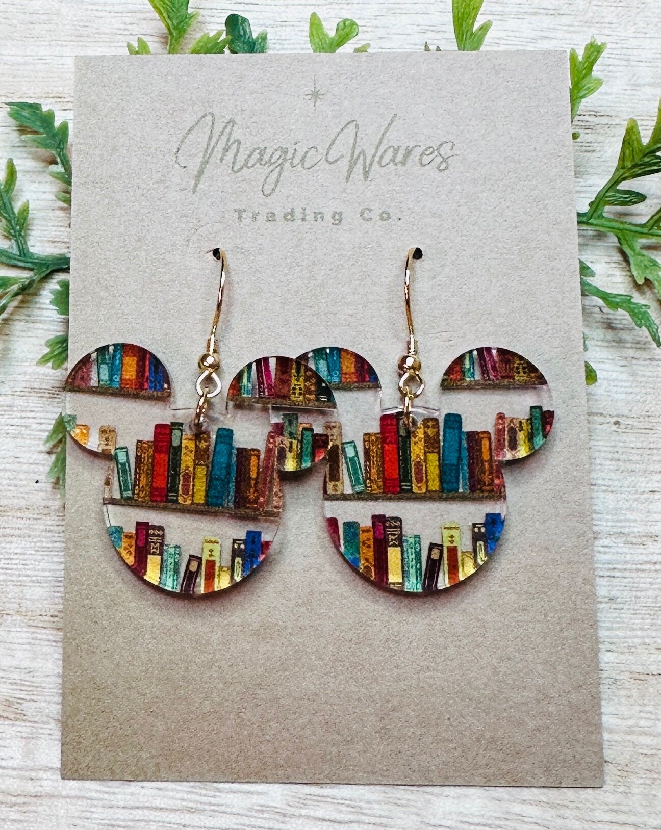 Beasts Library, Laser Cut Dangle Earrings , Bookshelf patterned Crystal Acrylic Earrings, Dangle Earrings, Belle inspired earrings