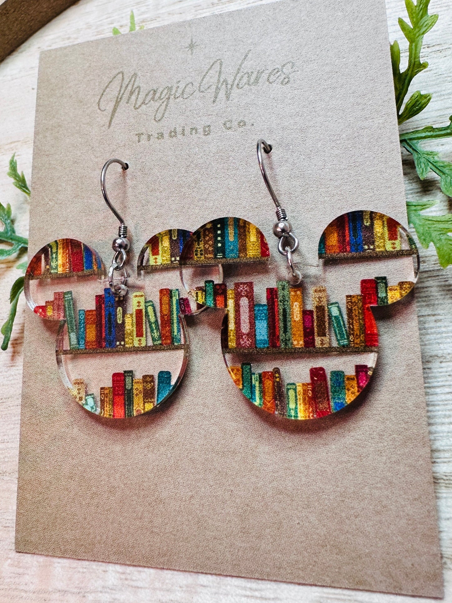 Beasts Library, Laser Cut Dangle Earrings , Bookshelf patterned Crystal Acrylic Earrings, Dangle Earrings, Belle inspired earrings