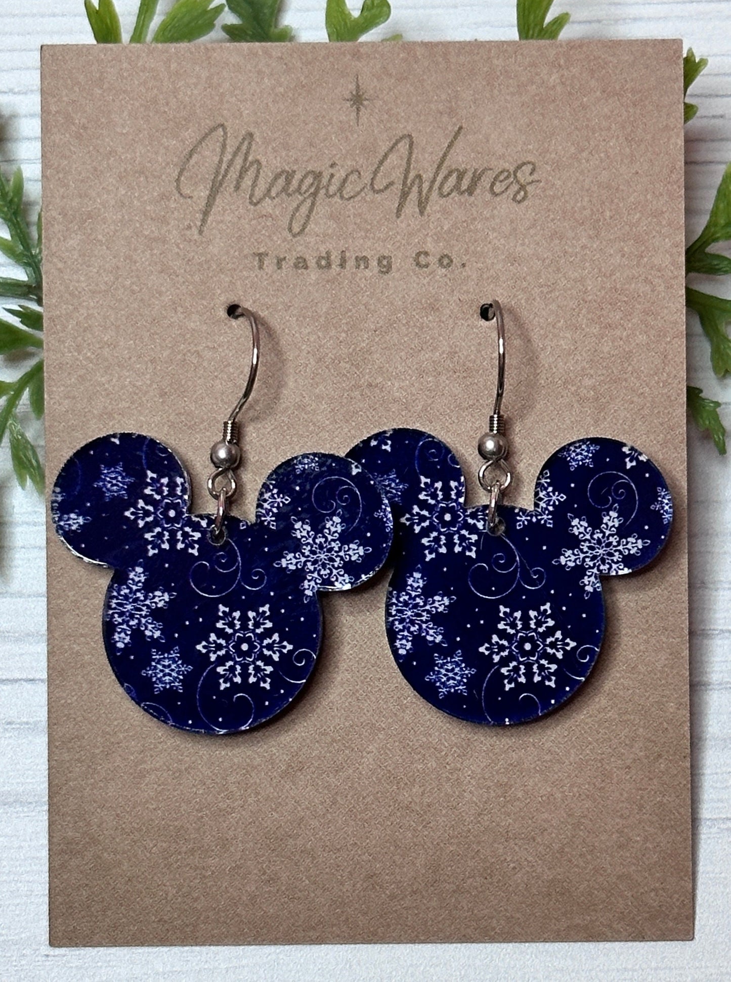 Blue Snowflakes Laser Cut Crystal Acrylic Earrings, Dangle Earrings Christmas Earrings Very Merry Christmas party earrings