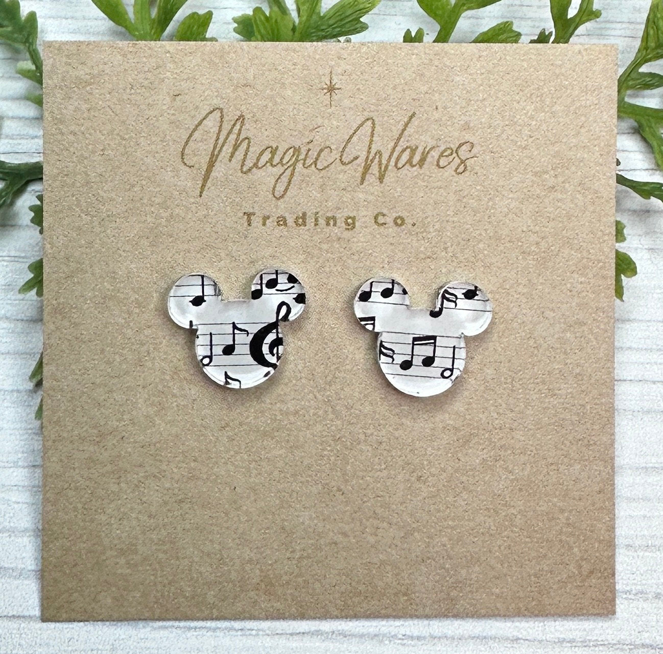 Sheet Music Stud Earring, Music Notes pattern crystal clear acrylic, laser cut post earrings, Music earrings teacher gift hypoallergenic