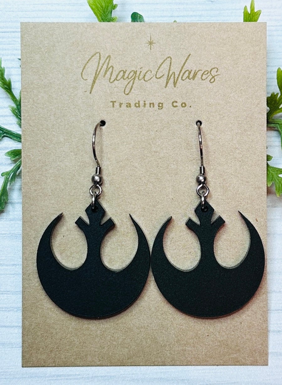 Rebel Alliance Dangle Earring Matte Black Laser Cut Acrylic Rebellion Earring Rise of the Resistance Earring