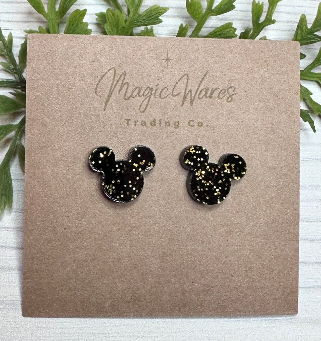Black with Gold Glitter Stud, Laser cut black acrylic with gold glitter, Laser cut Post Earrings Pierced earlobe stud earrings