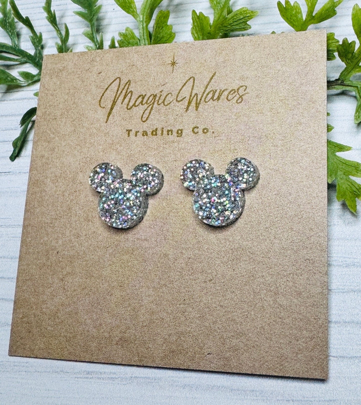 Holographic Glitter Stud Earrings Silver Multi Color Glitter, Laser Cut Post Earrings Pierced Earlobe Glitter Post earrings