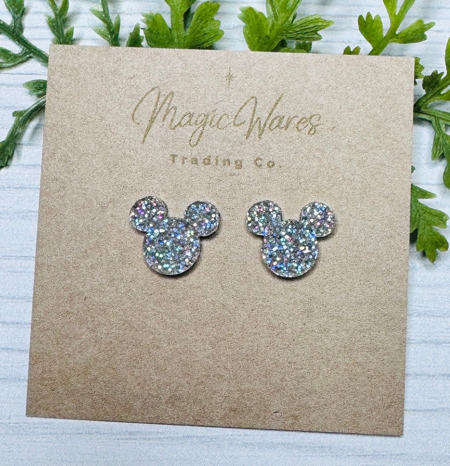 Holographic Glitter Stud Earrings Silver Multi Color Glitter, Laser Cut Post Earrings Pierced Earlobe Glitter Post earrings