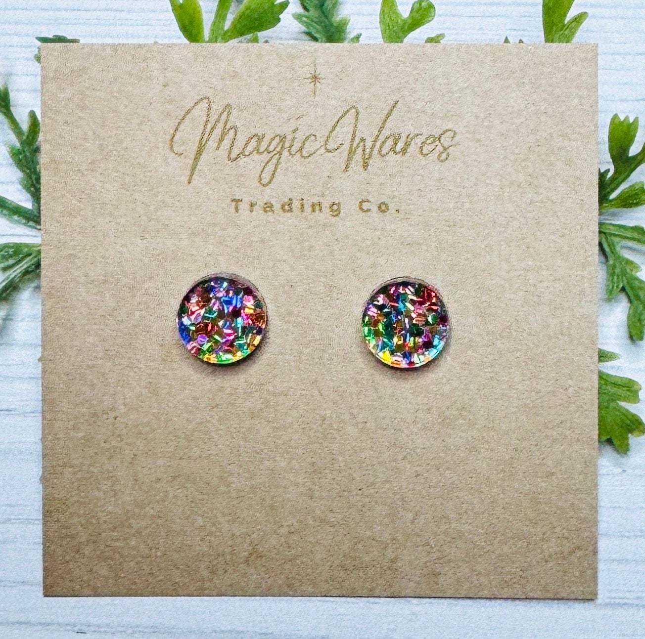 Round Confetti Glitter Stud Earrings Multi Color Glitter, Laser Cut Post Earrings Pierced Earlobe Glitter Post earrings Birthday earrings