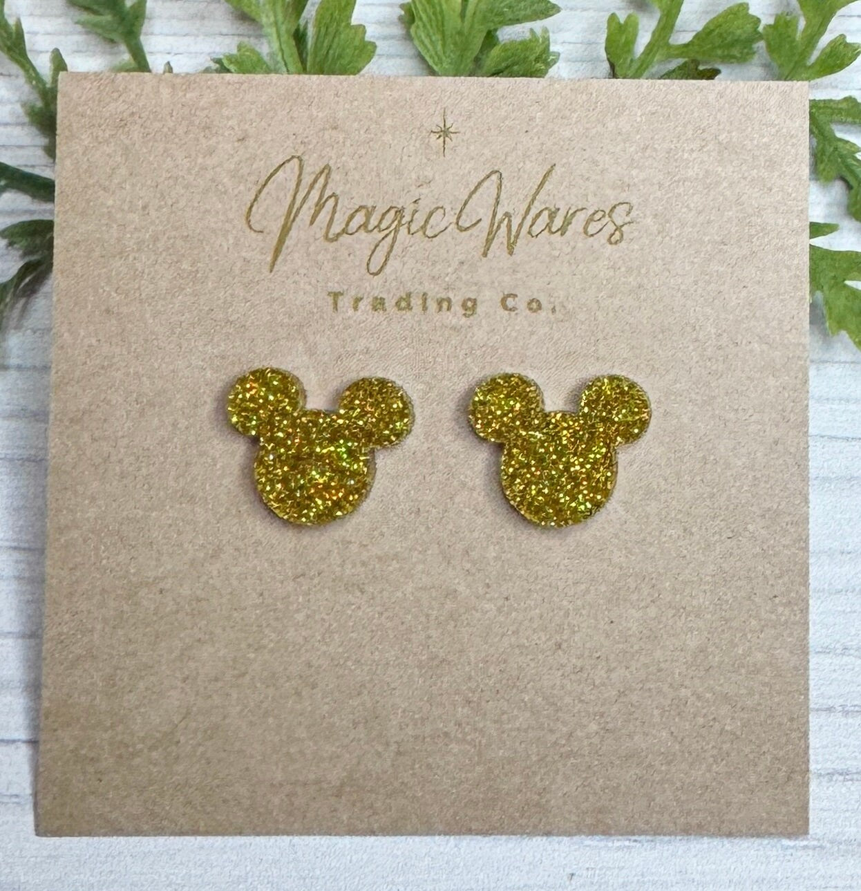 Holographic Gold Glitter Stud, Laser cut fine gold glitter acrylic stud earrings, Pierced earlobe post earrings