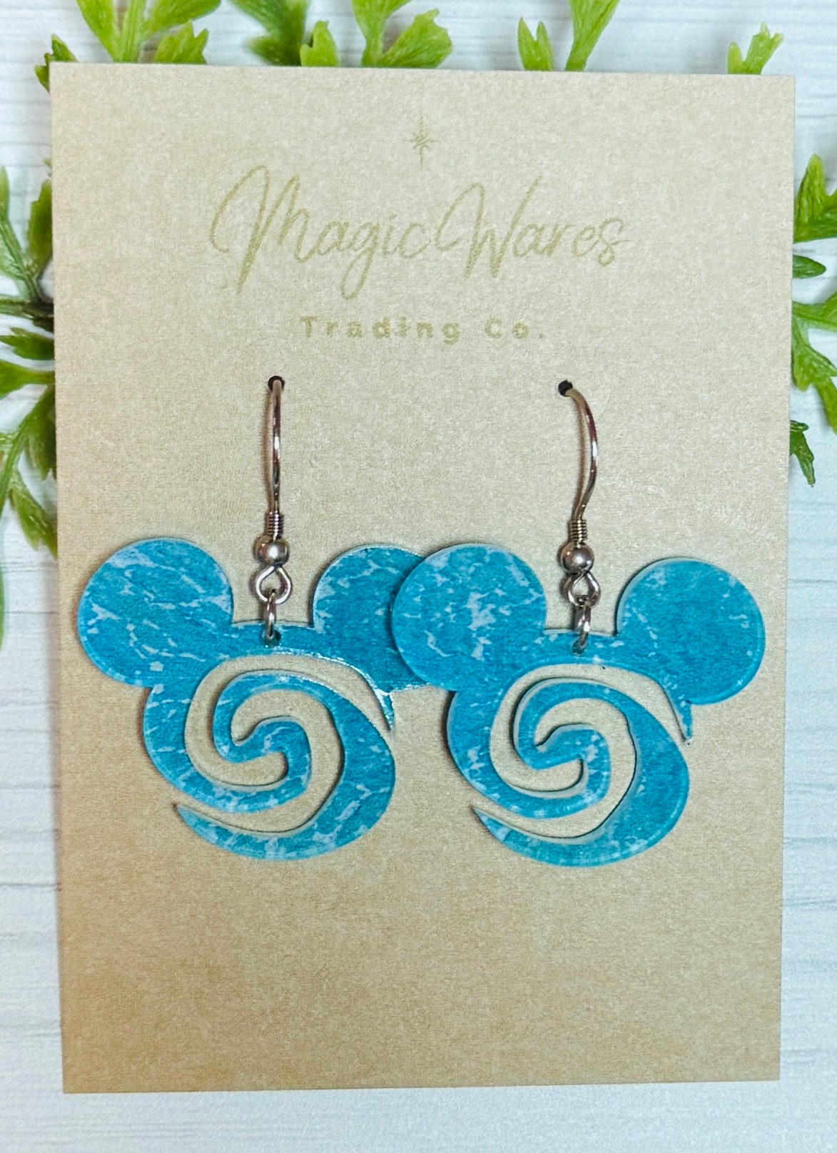 Ocean Wave Moana Inspired Laser Cut Earrings Ocean Water Patterned Crystal Acrylic Dangle Earrings Aulani inspired beach earrings
