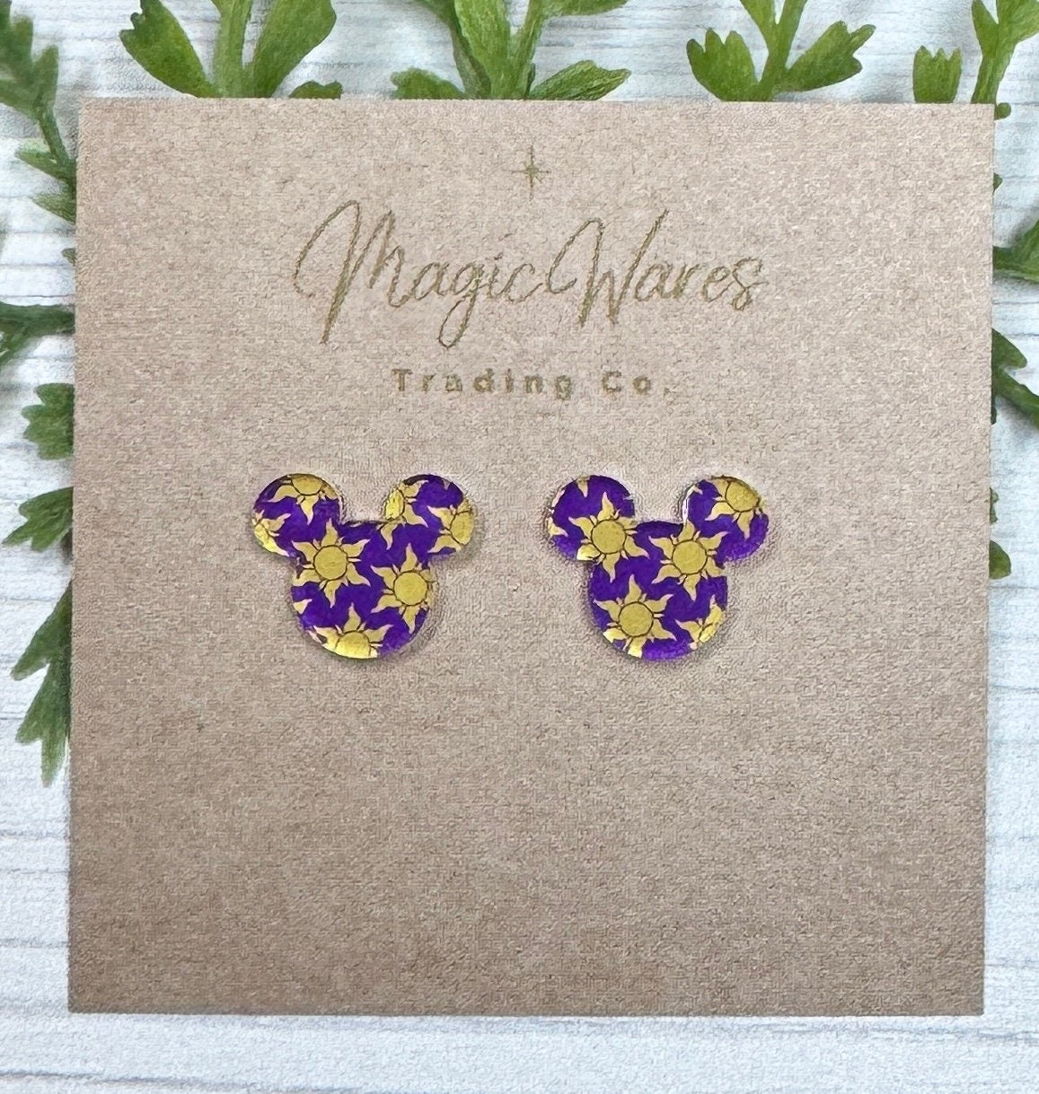 Lost Princess Stud, Purple and Yellow Sun pattern acrylic, Laser cut Earrings, Made to order, Laser Engraved, Glowforge Earrings