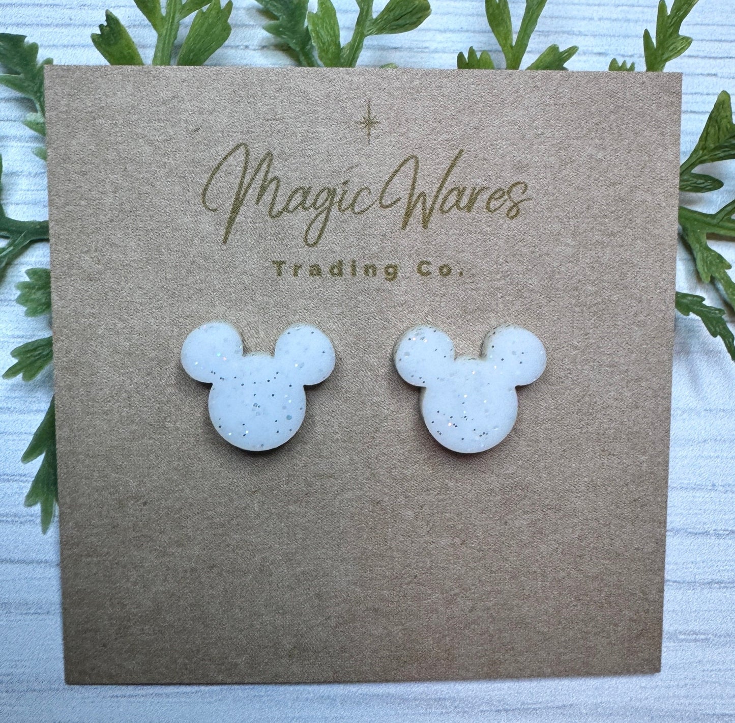 White Glitter Stud Earrings White with Glitter acrylic, Laser Cut Post Earrings Pierced Earlobe Glitter Post earrings