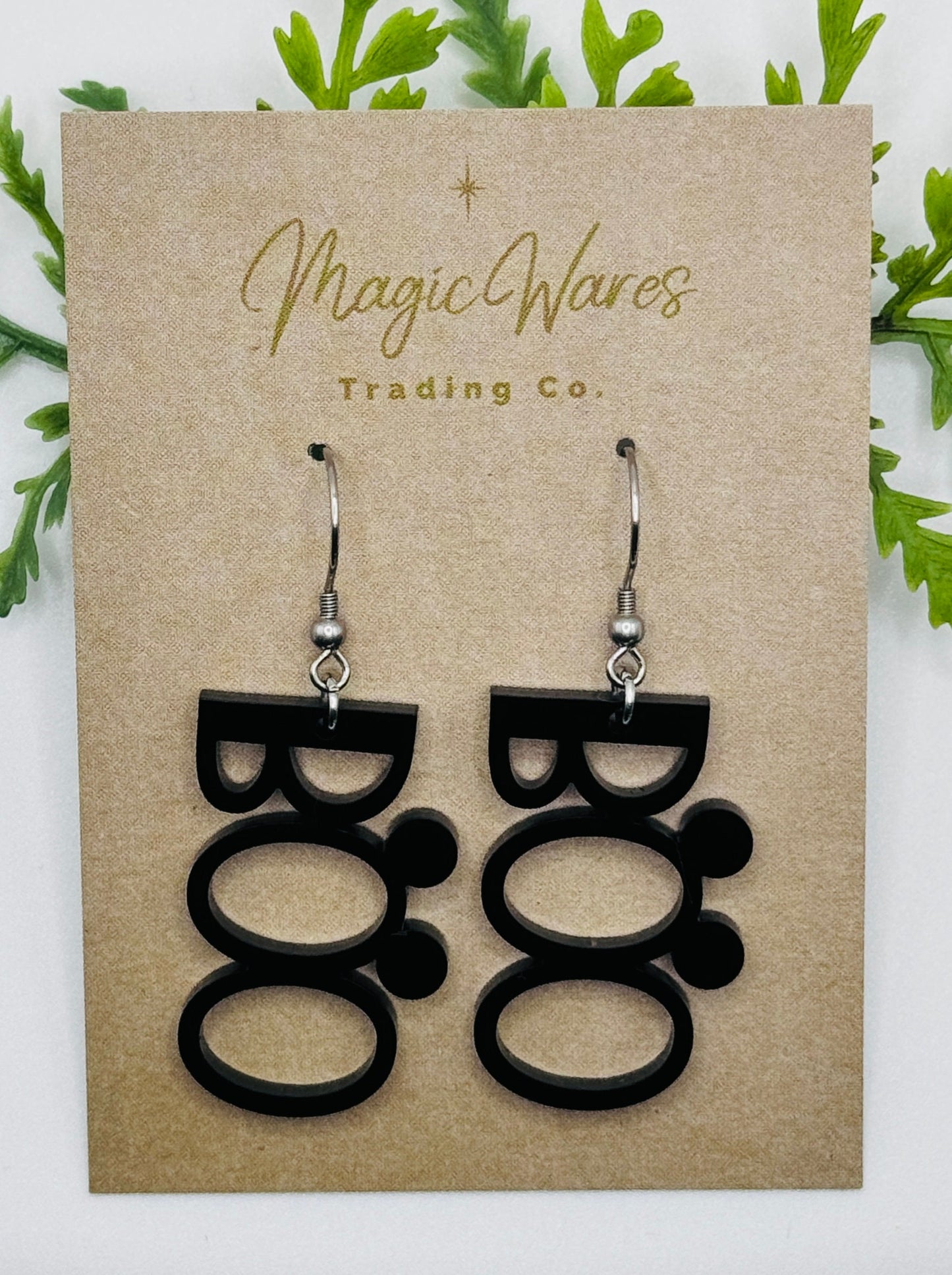 Boo To You Laser cut Dangle Earrings, Shiny Back Acrylic Earrings, Halloween earrings, Not so scary Halloween Party earrings