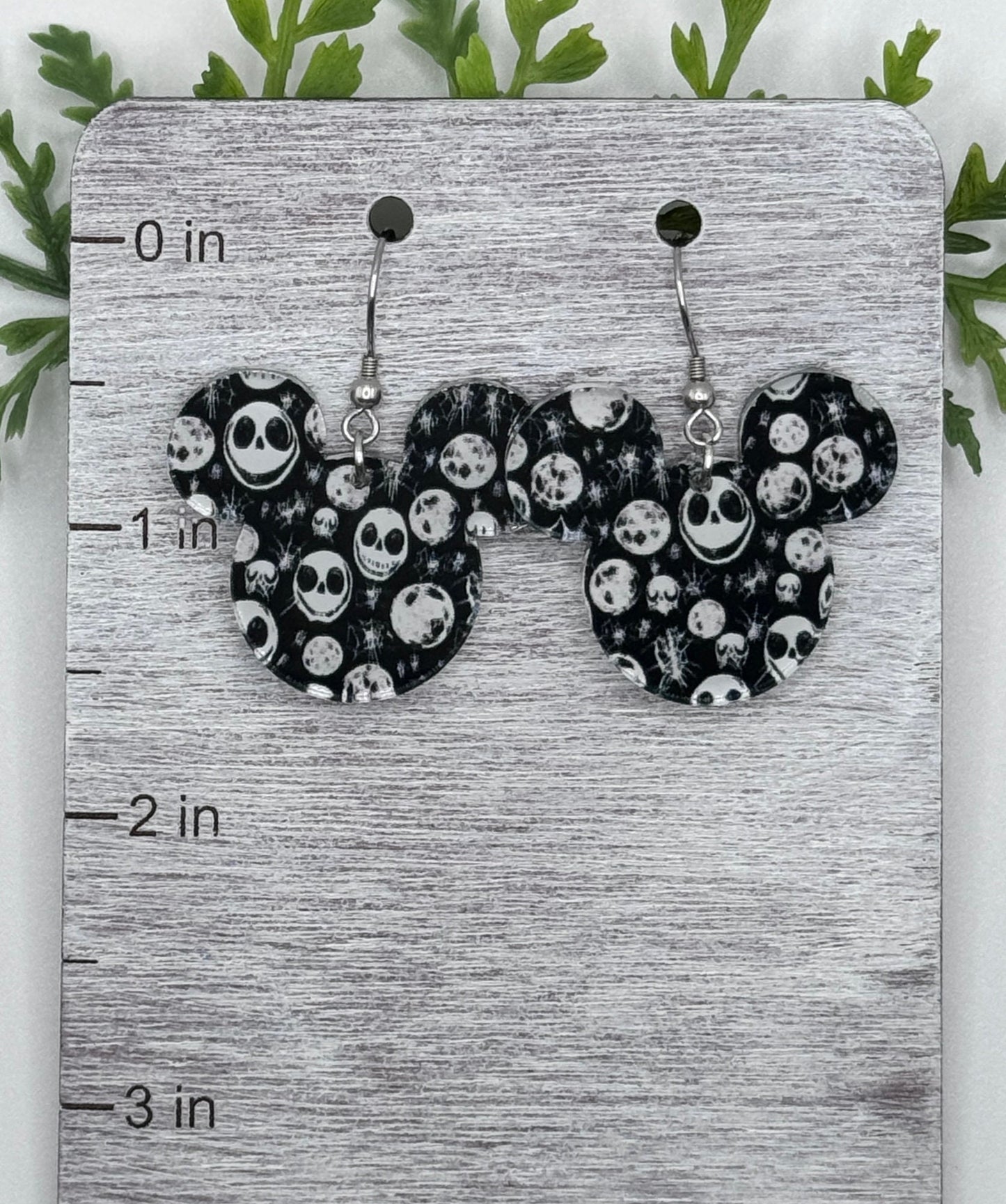 Scary Skellington Mouse Laser cut Dangle Earrings, Faces of Jack Patterned Crystal Acrylic Earrings, Halloween earrings, NBC earrings