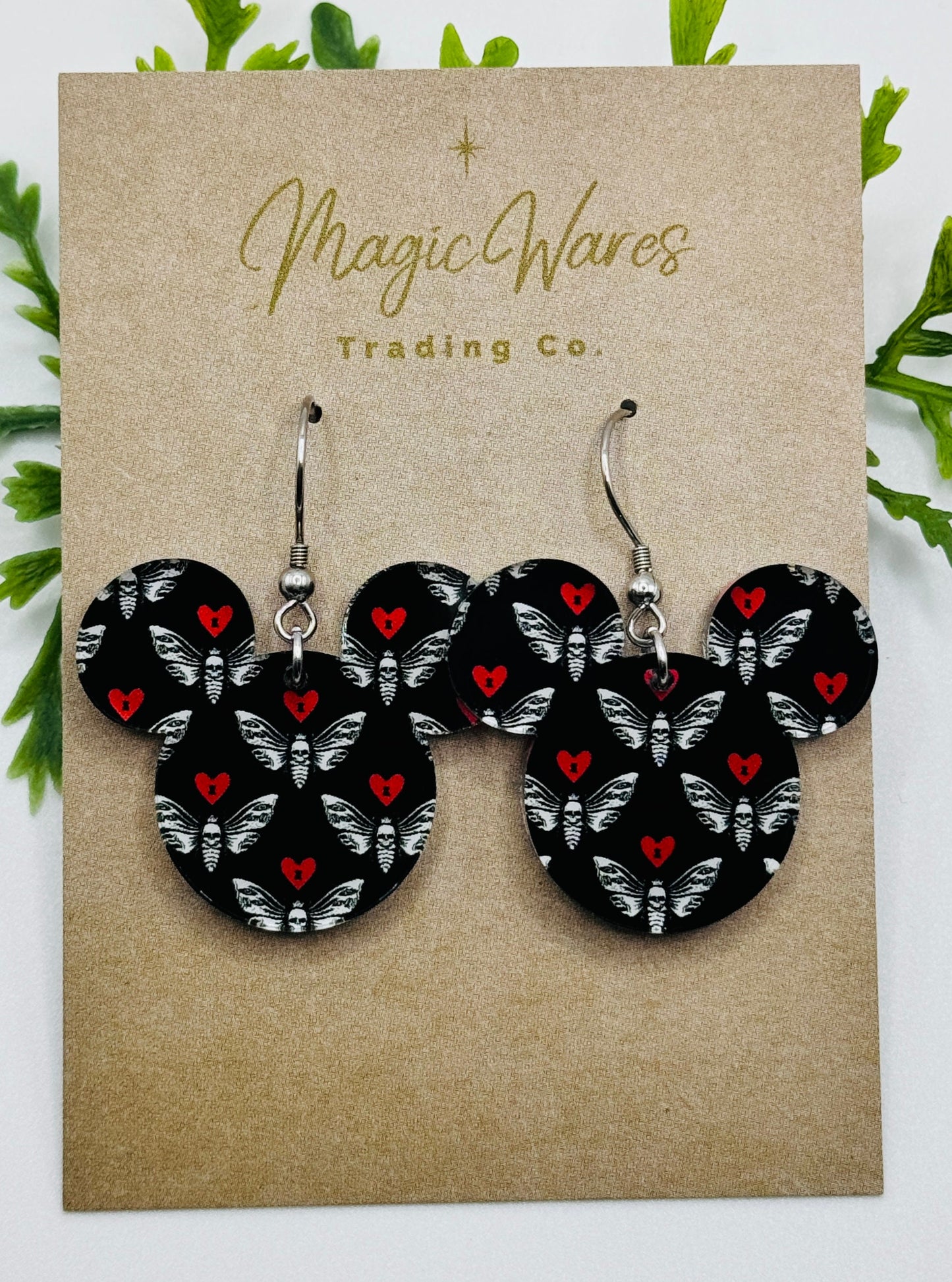 Halloween Moth Mouse head Laser cut Dangle Earrings, Deaths Head Moth Acrylic Earrings, Halloween earrings, Halloween Party earrings