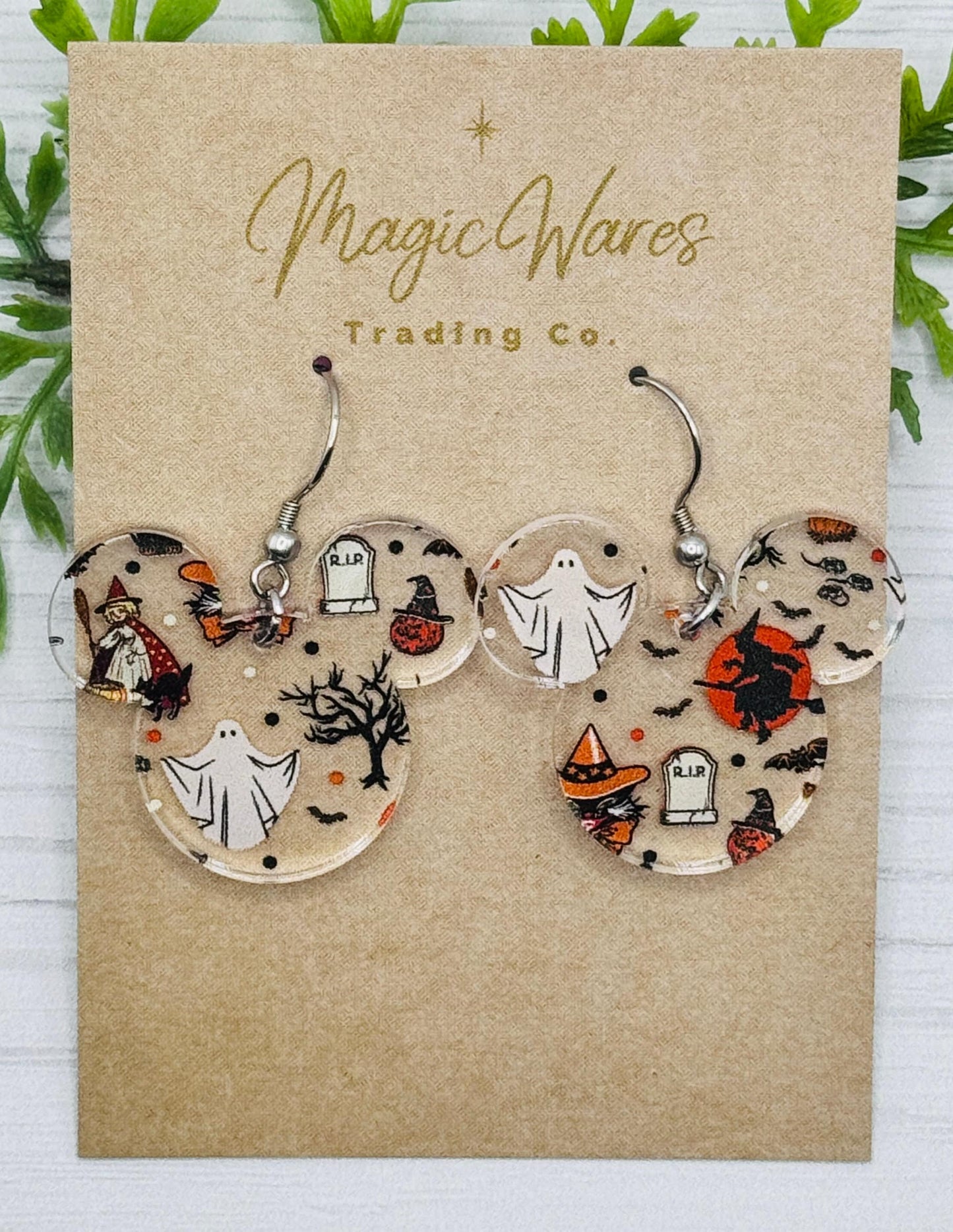 Retro Halloween Mouse Laser cut Dangle Earrings, Crystal Acrylic Earrings Halloween earrings, Not so scary Halloween Party earrings