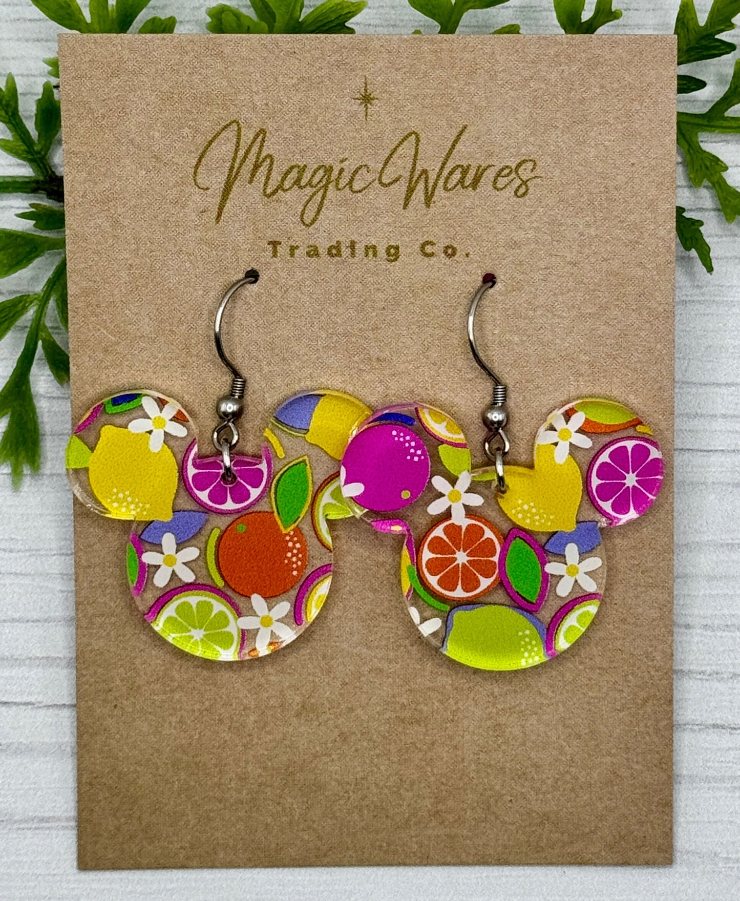 Summer Fruit Mouse head Laser Cut Earrings, Clear Patterned Acrylic Dangle Earrings Fruit pattern earrings