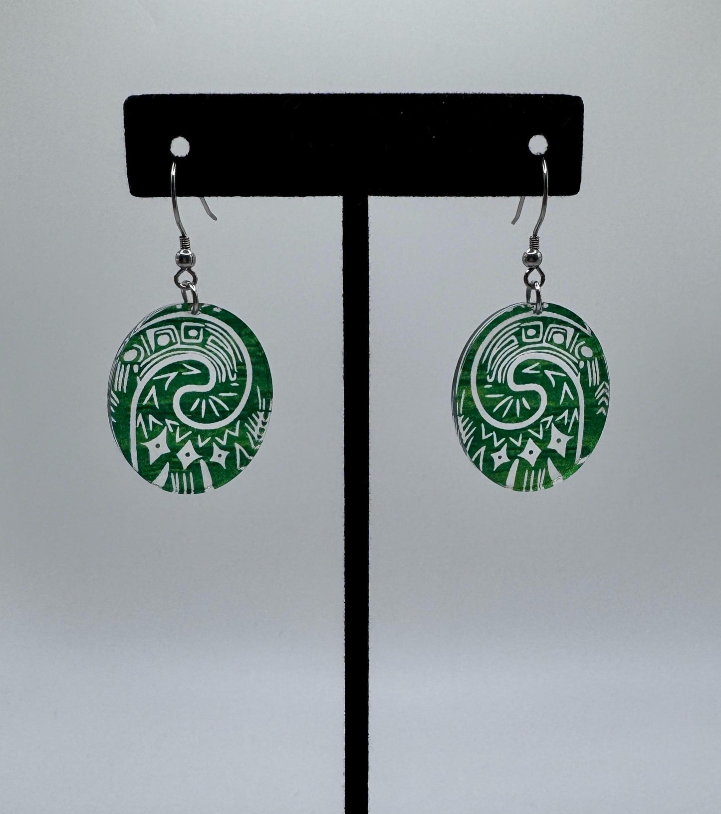 Heart of TeFiti Moana Inspired Laser Cut Earrings Engraved Green Translucent Crystal Acrylic Dangle Earrings beach earrings