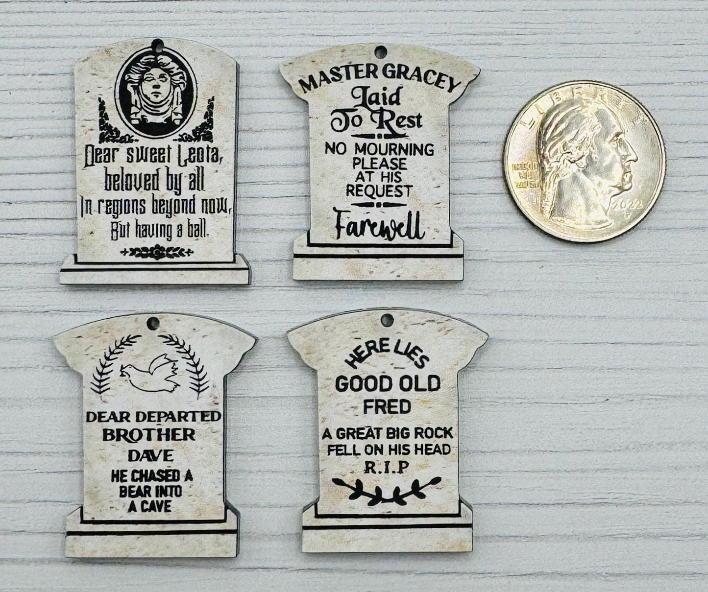 Master Gracey Tombstone Laser cut Dangle Earrings, Engraved Faux Stone Acrylic Earrings, Halloween earrings, Haunted Mansion earrings